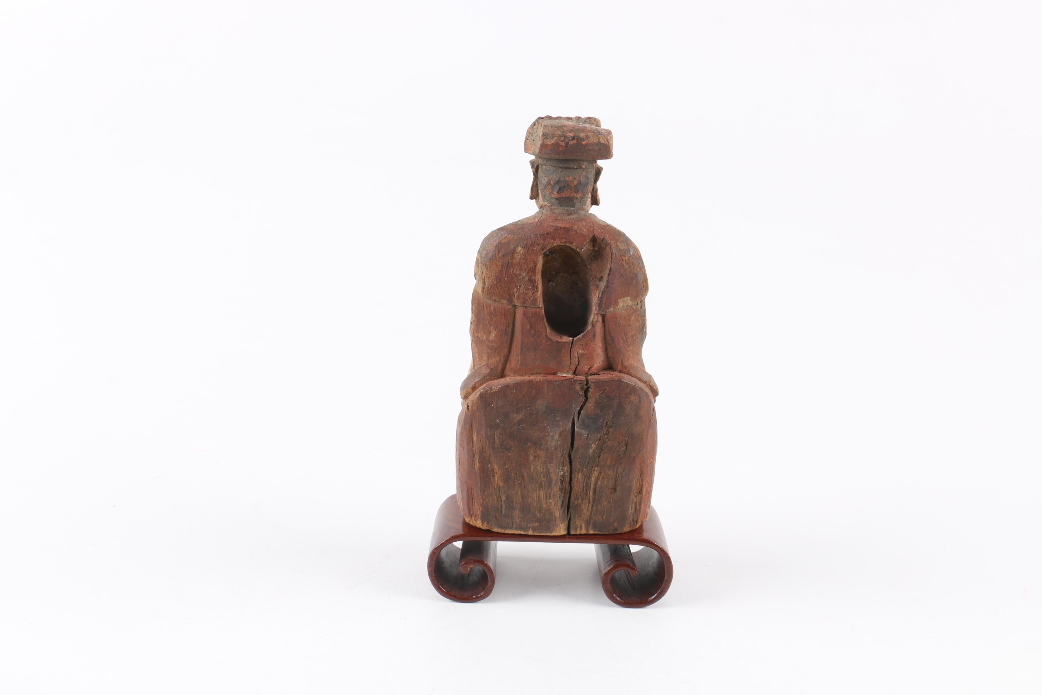 Antique Chinese Carved Wood Seated Figure