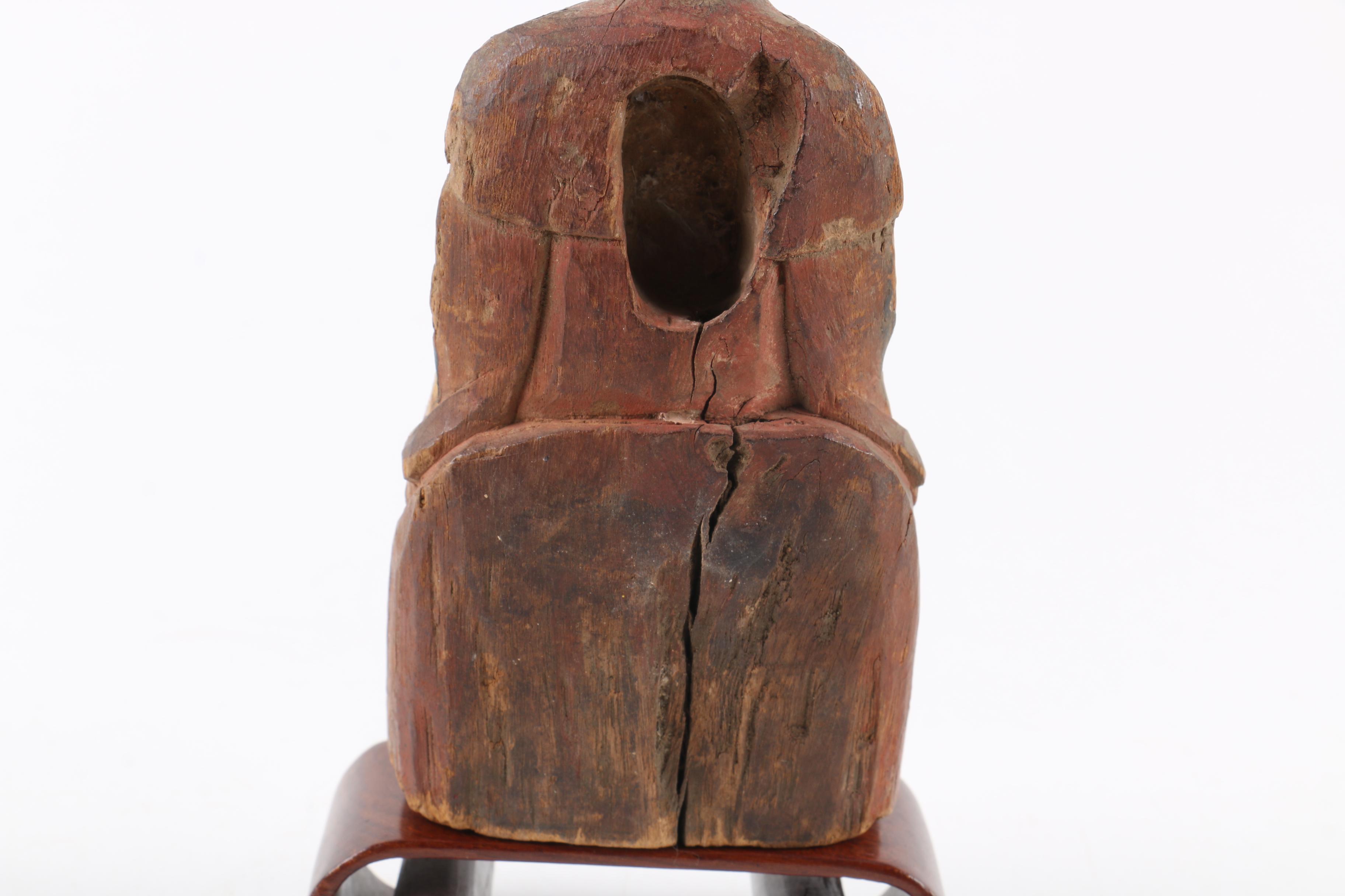Antique Chinese Carved Wood Seated Figure