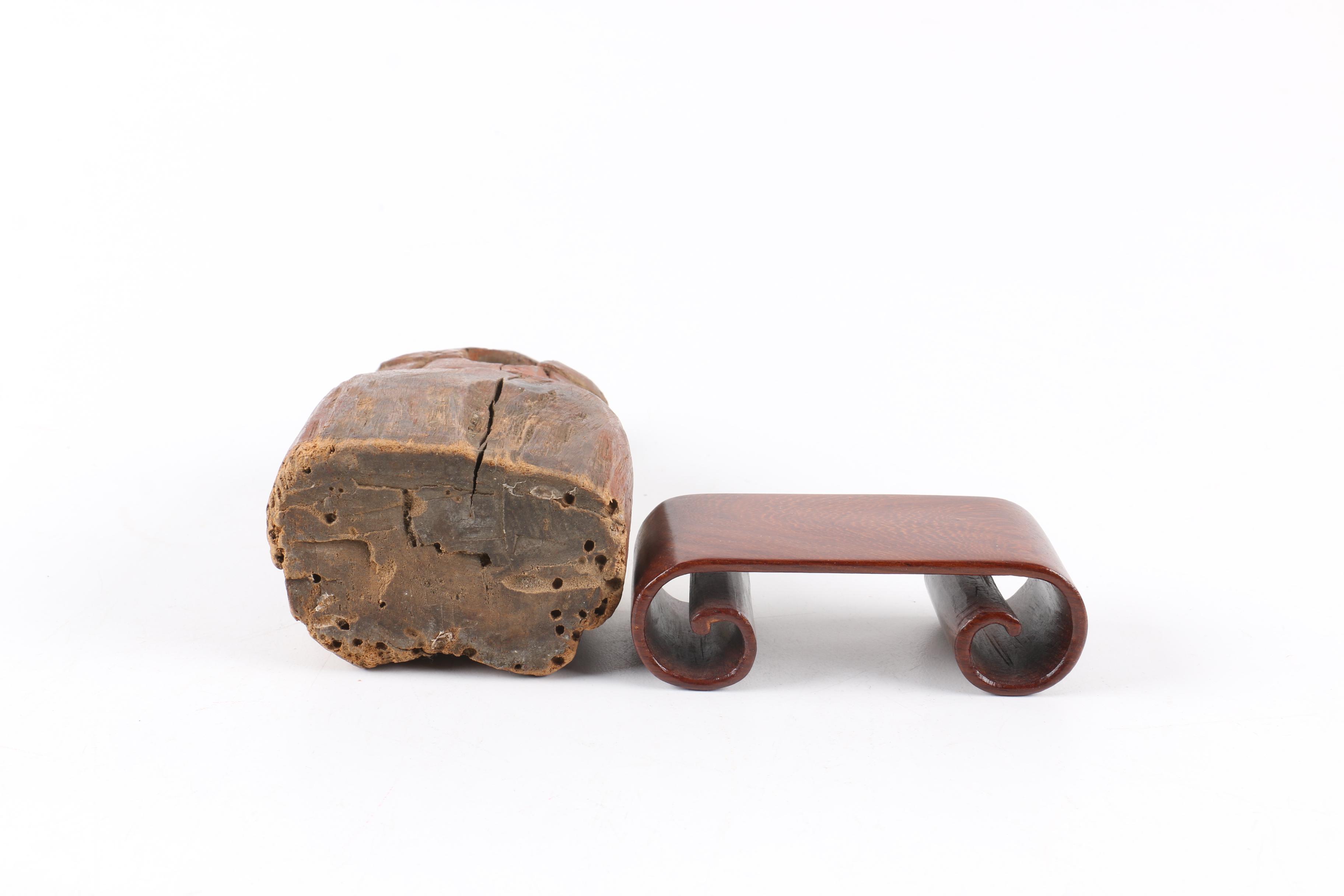 Antique Chinese Carved Wood Seated Figure