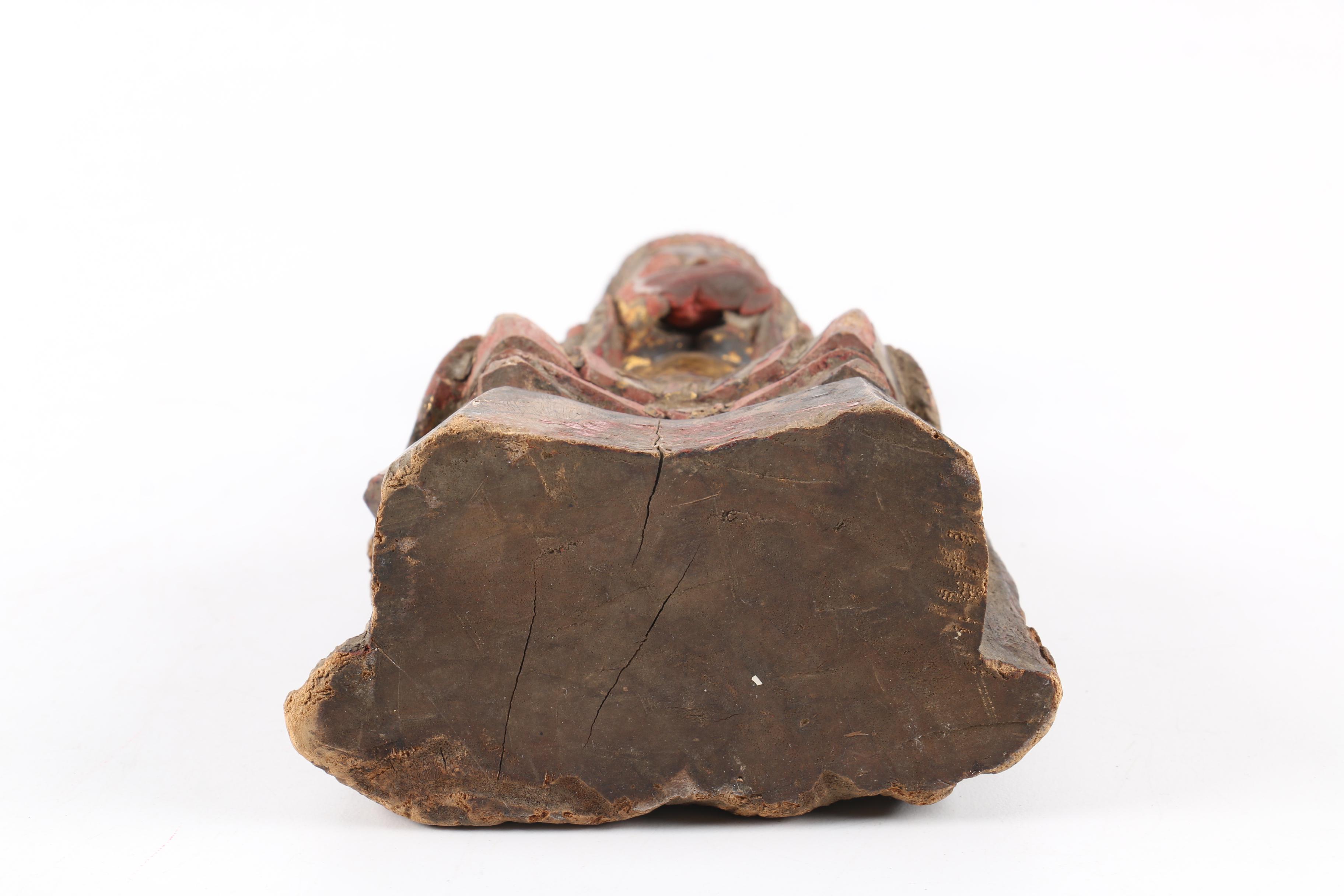 Chinese Carved Wood Gilt and Polychrome Lady with Crown