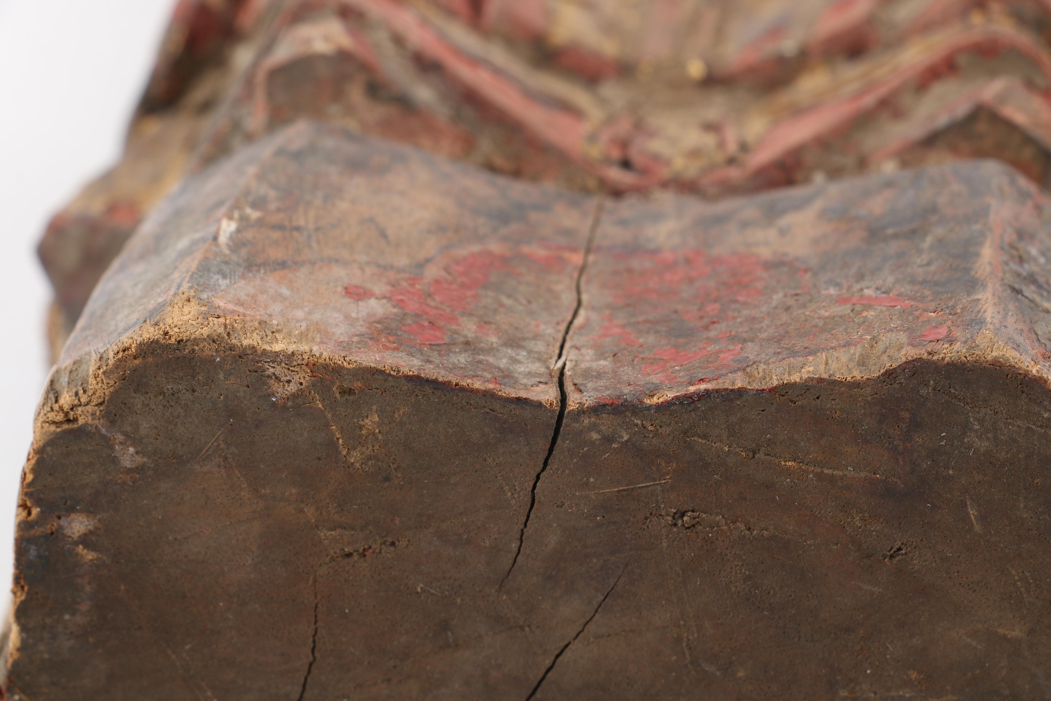 Chinese Carved Wood Gilt and Polychrome Lady with Crown