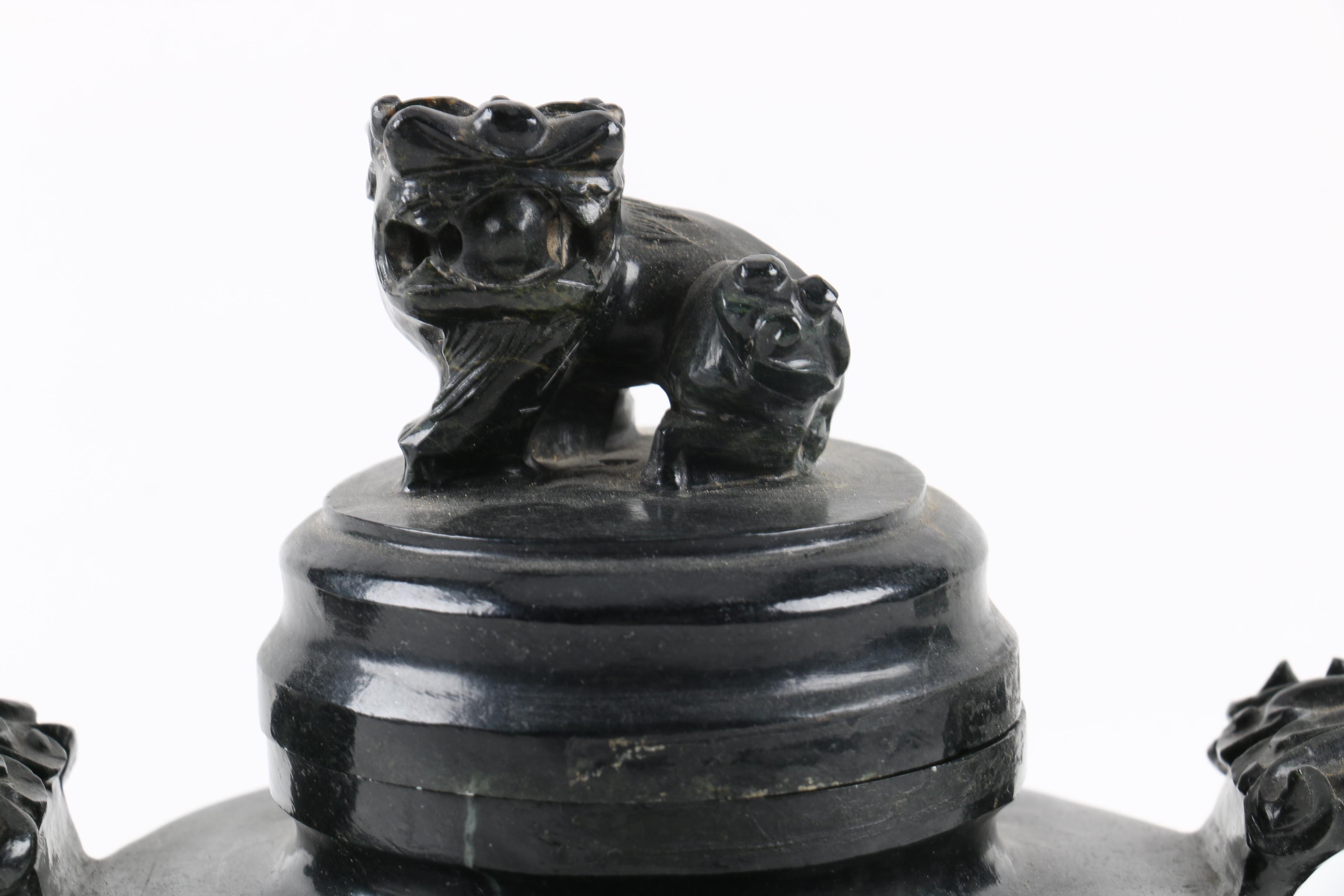 Chinese Carved Wood Censer With a Lid