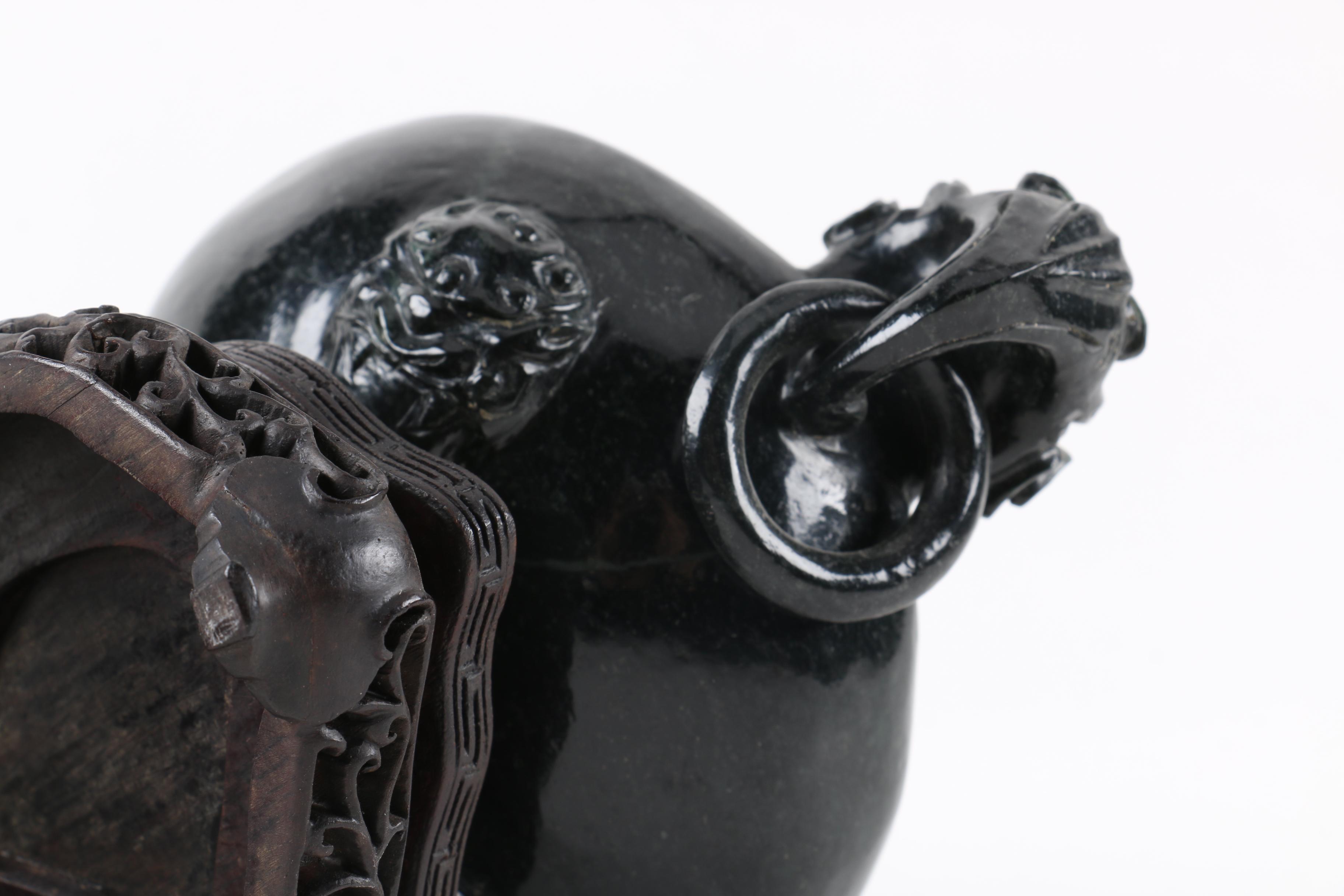 Chinese Carved Wood Censer With a Lid