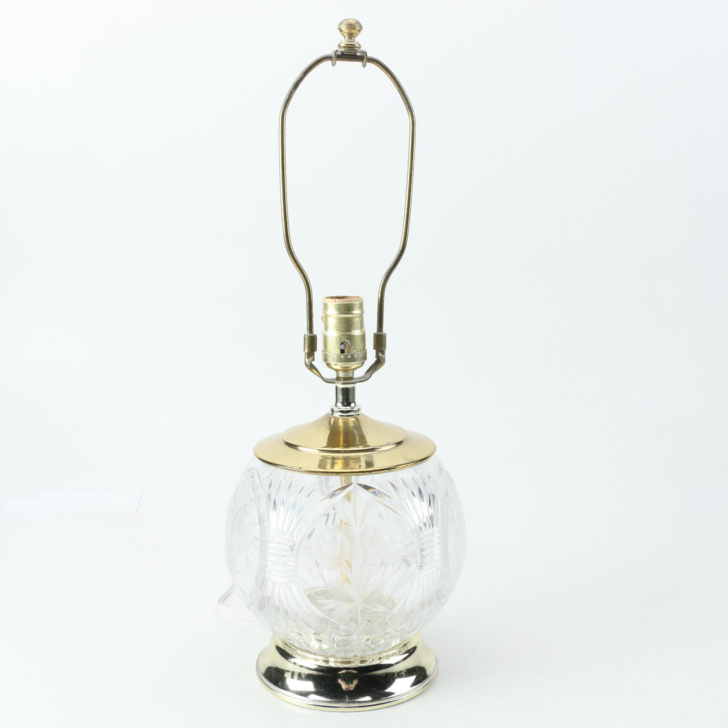 Cut Crystal and Brass Accent Lamp