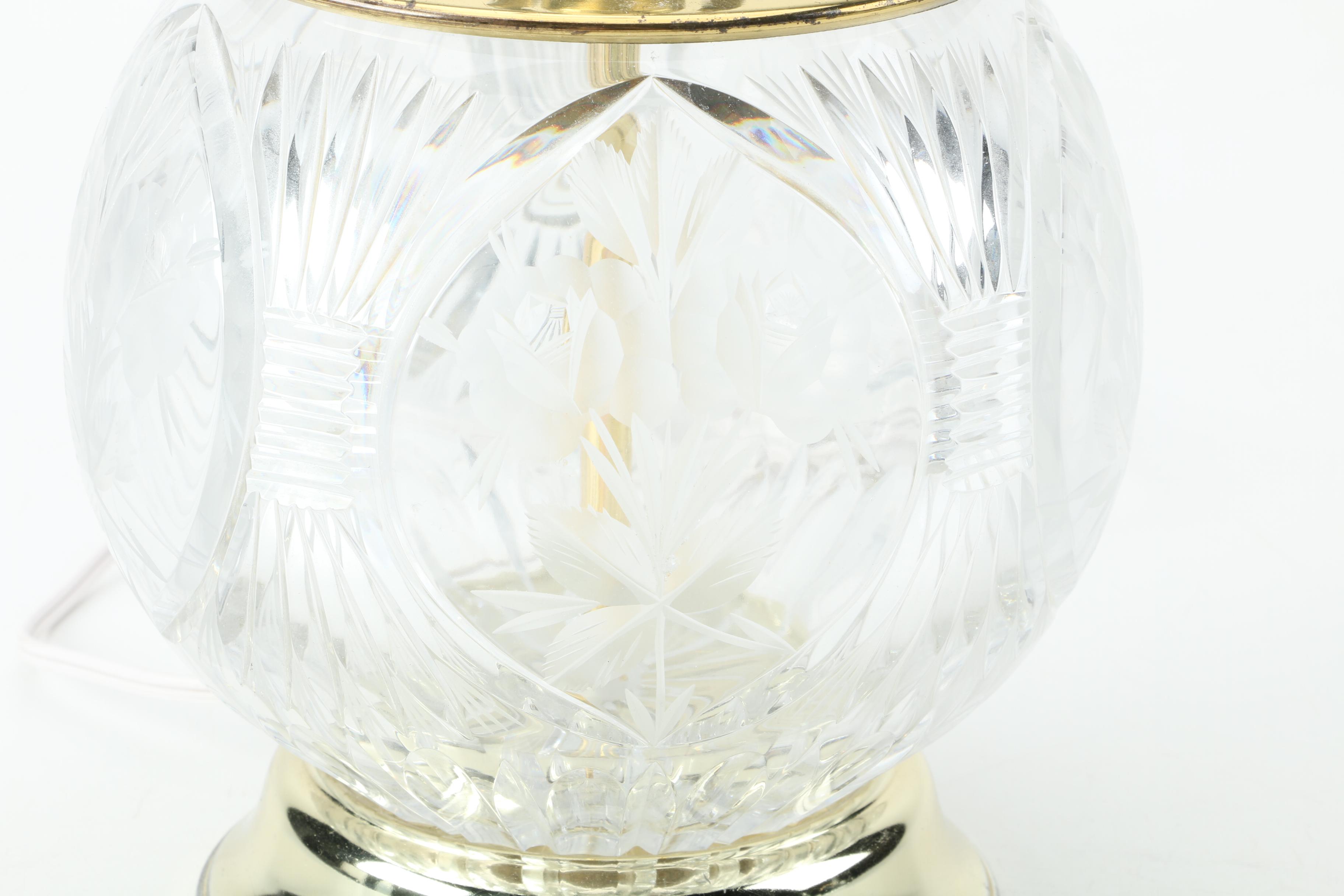 Cut Crystal and Brass Accent Lamp