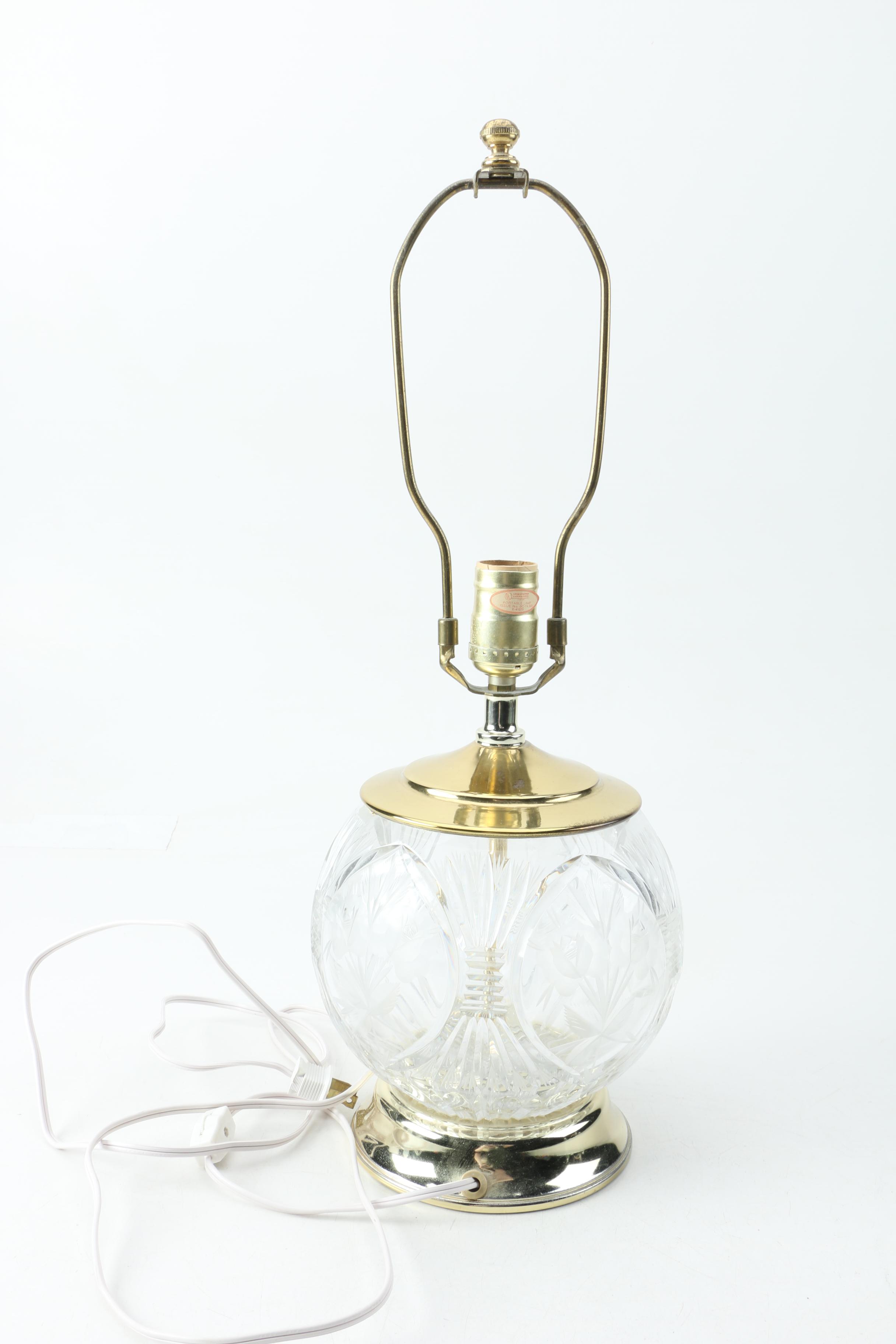 Cut Crystal and Brass Accent Lamp