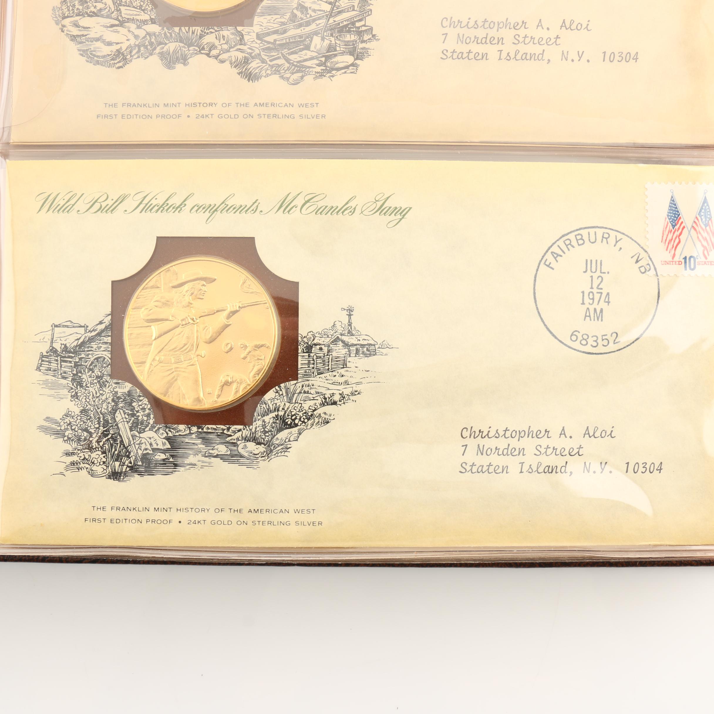 Franklin Mint "History of the American West" 2 Volume Set of Silver Proof Medals