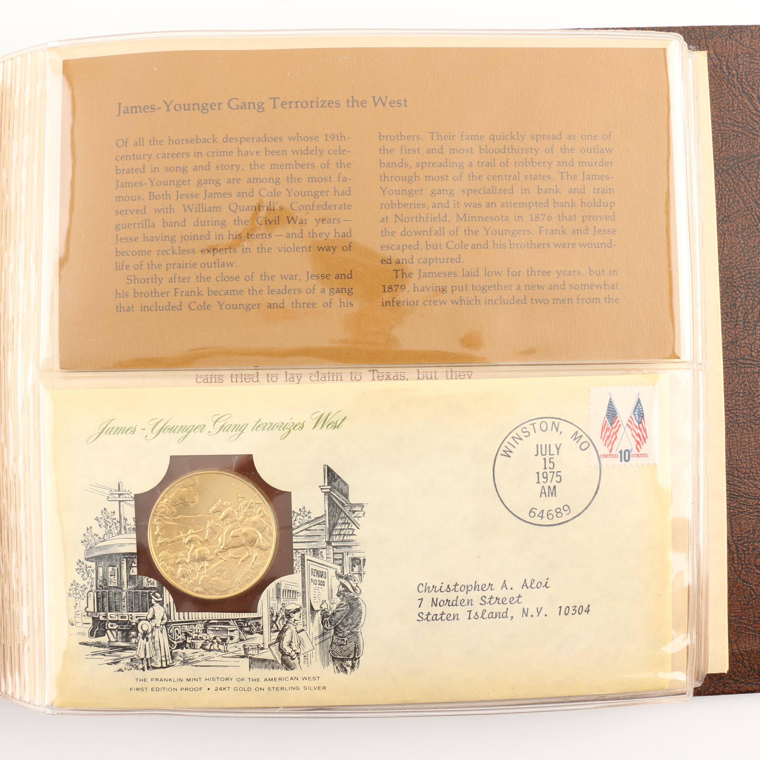 Franklin Mint "History of the American West" 2 Volume Set of Silver Proof Medals