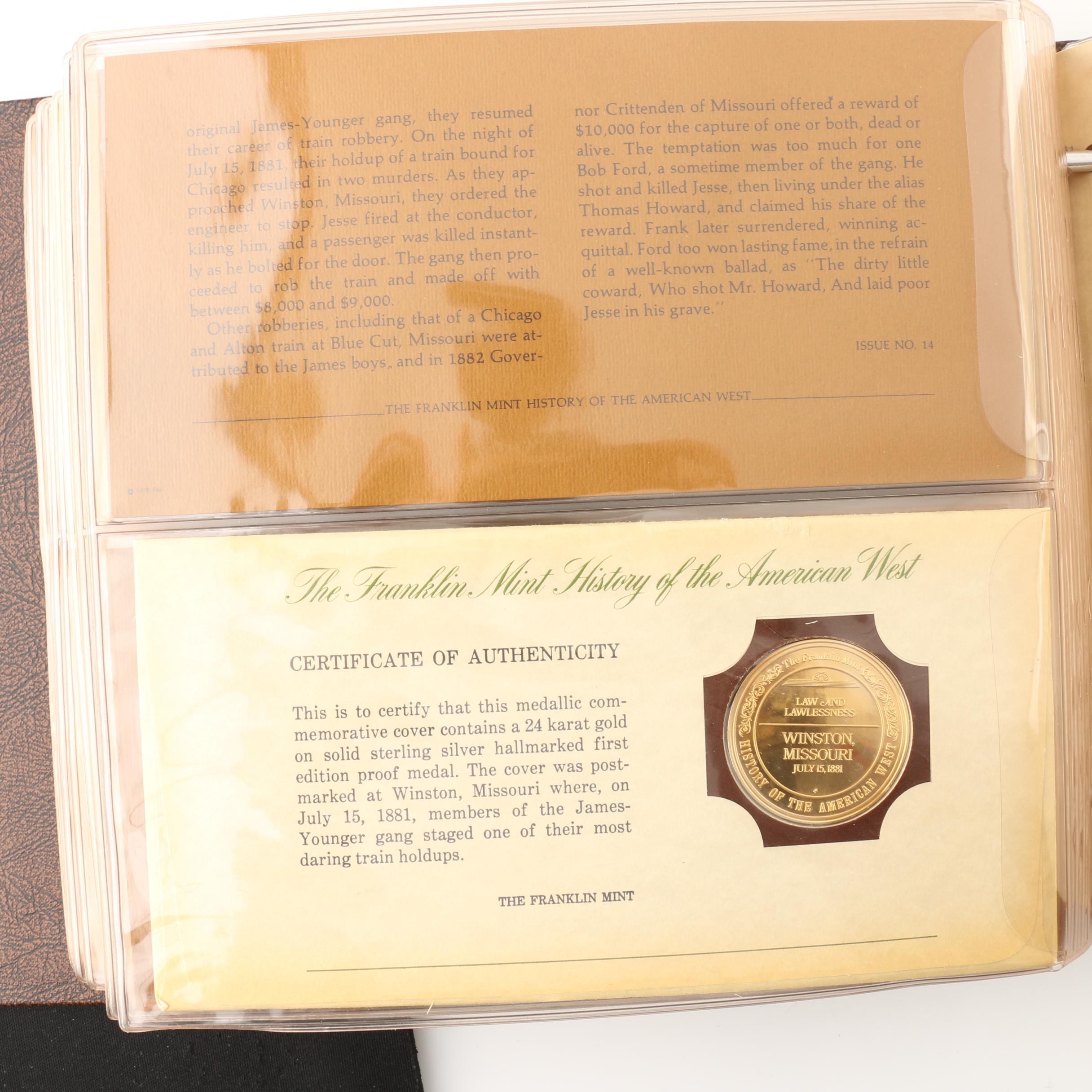 Franklin Mint "History of the American West" 2 Volume Set of Silver Proof Medals