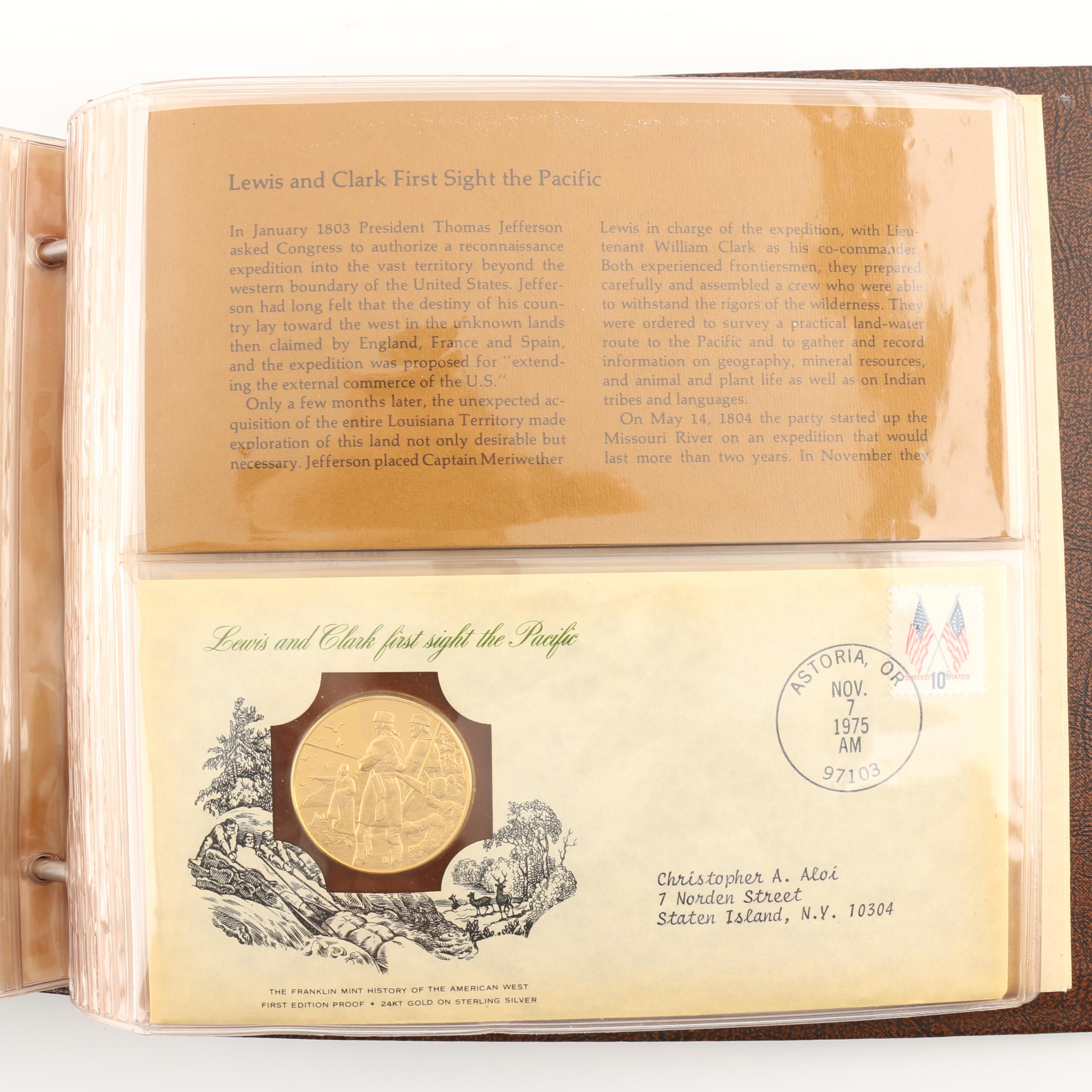 Franklin Mint "History of the American West" 2 Volume Set of Silver Proof Medals