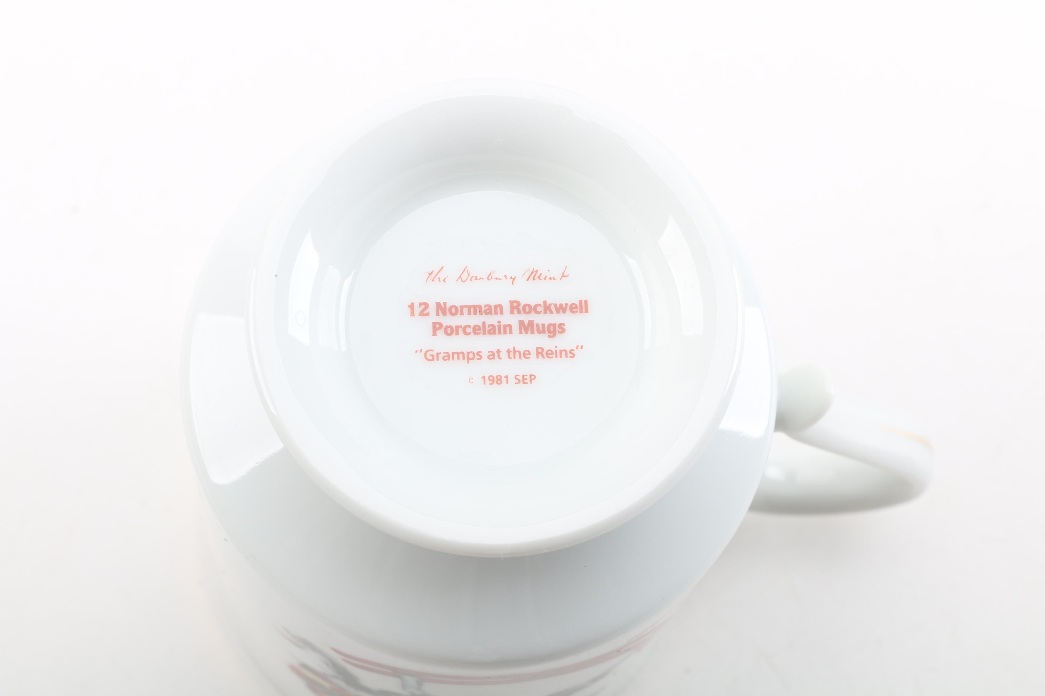 Vintage Danbury Mint Normal Rockwell Artwork Porcelain Mugs 1981