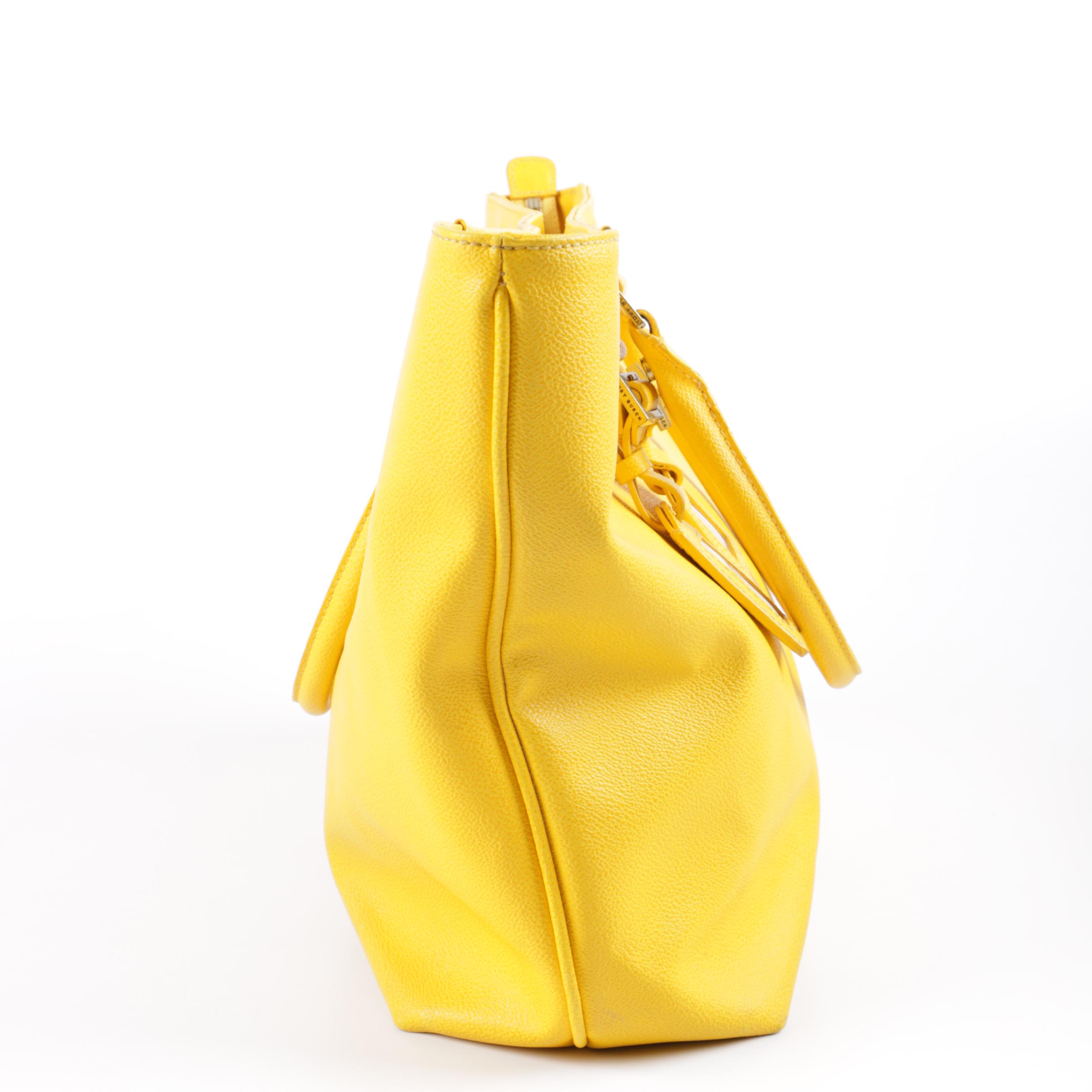 Tory Burch Roslyn Yellow Pebbled Leather Tote