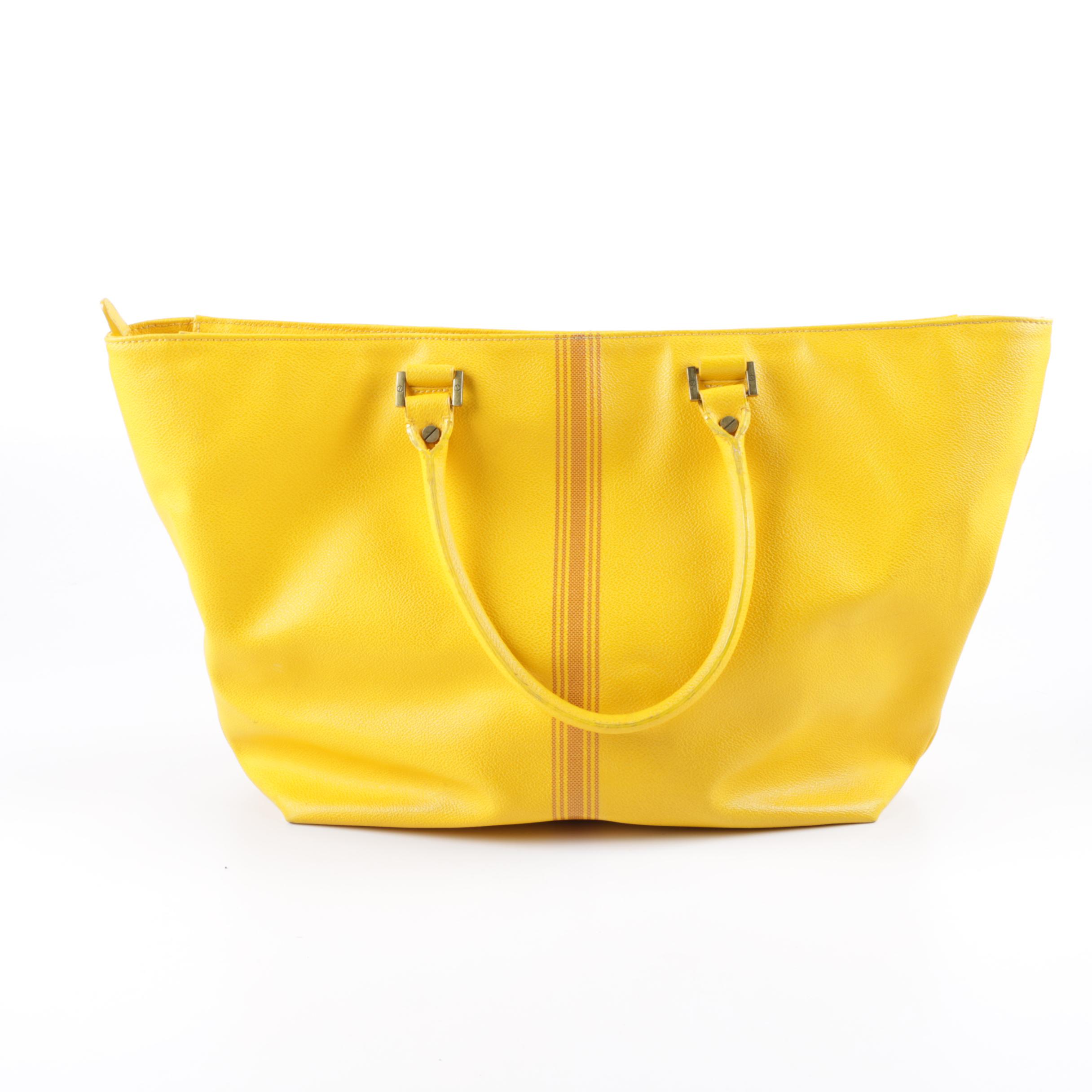 Tory Burch Roslyn Yellow Pebbled Leather Tote