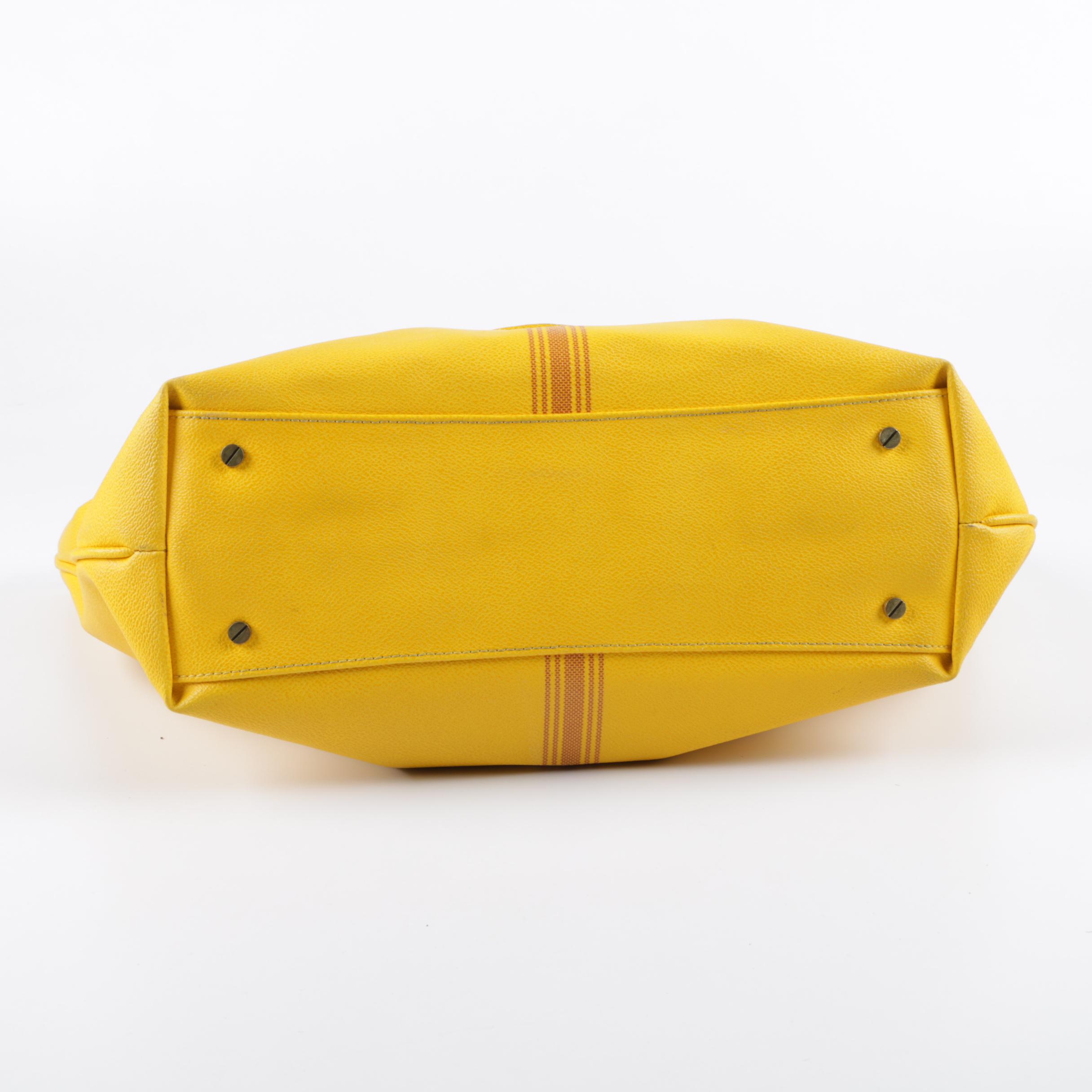 Tory Burch Roslyn Yellow Pebbled Leather Tote