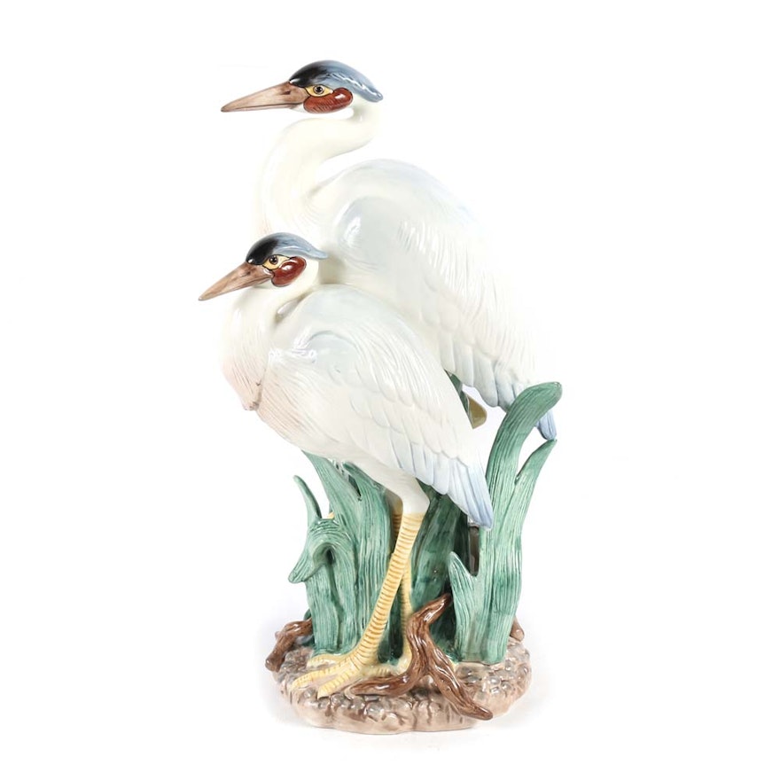 Fitz and Floyd Marsh Egrets Centerpiece Figurine