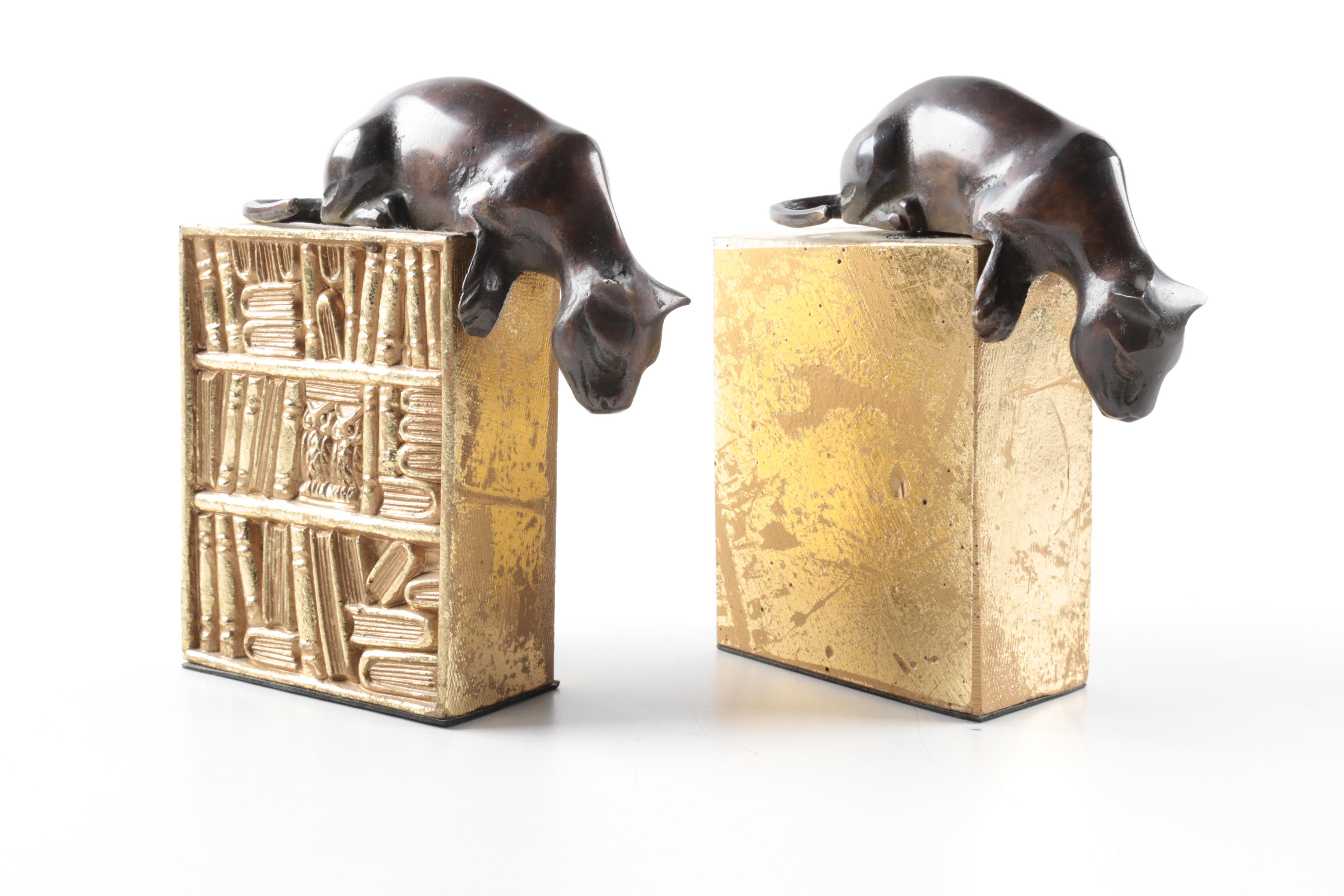 Vintage Feline Library Bookends