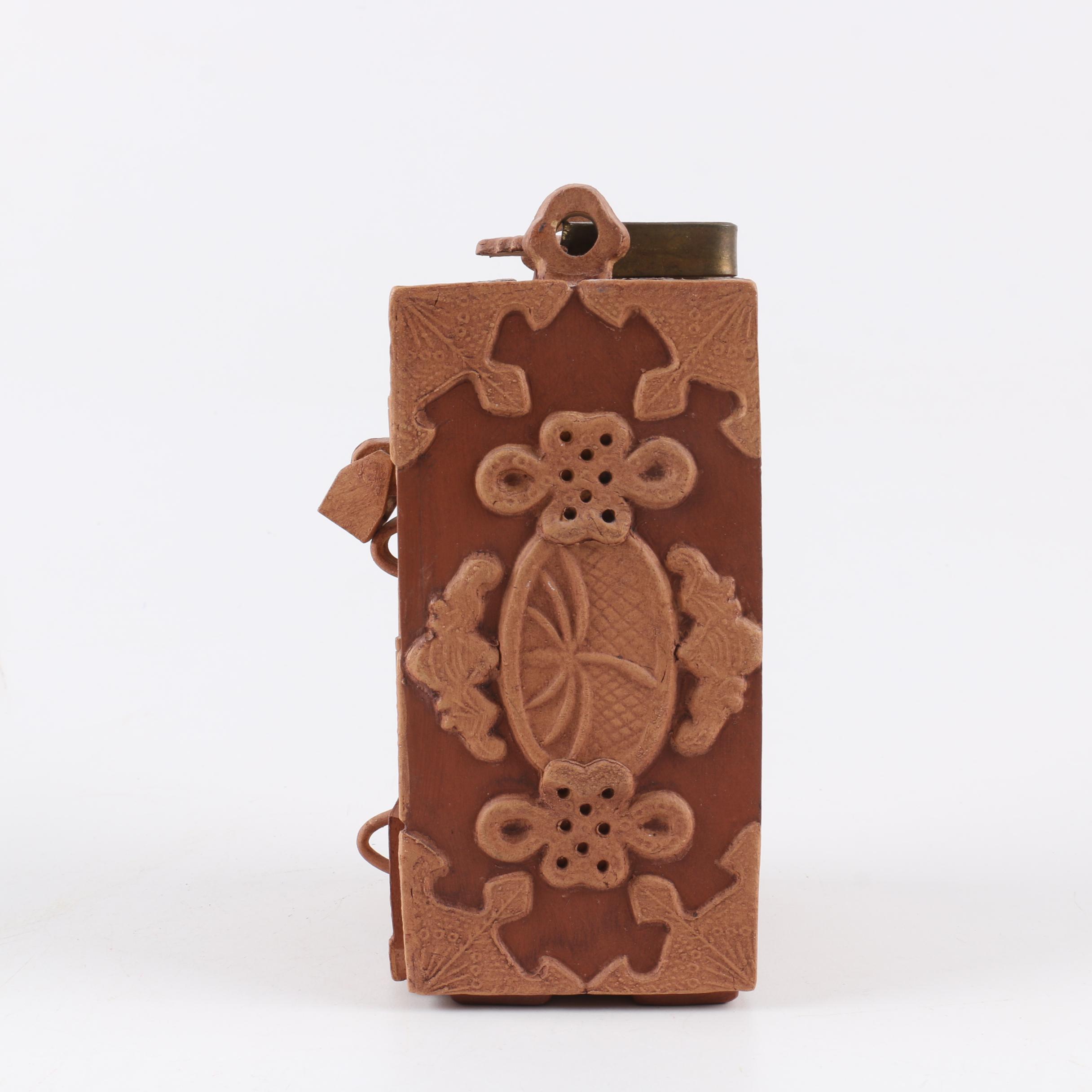 Chinese Handbuilt Redware Cabinet Teapot