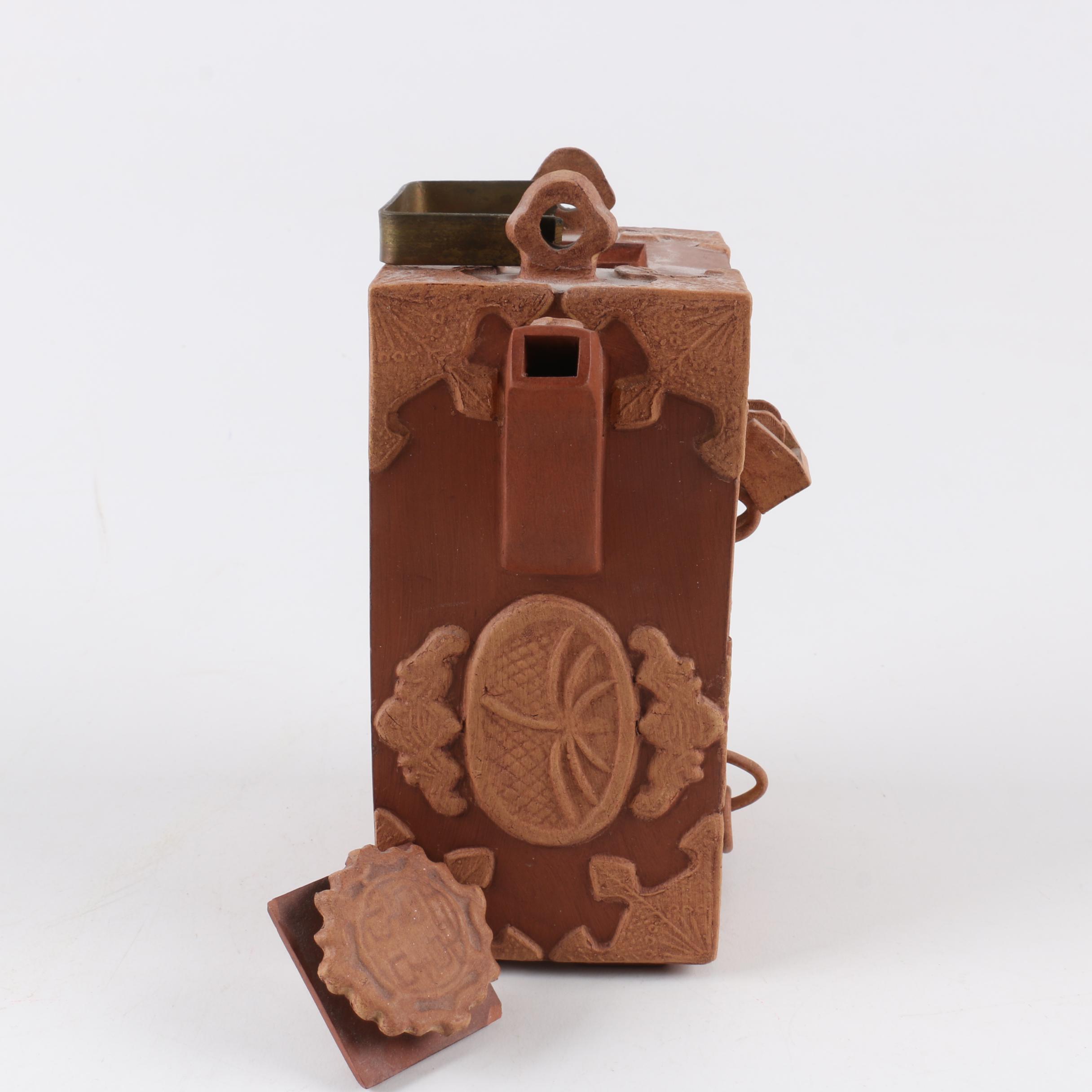 Chinese Handbuilt Redware Cabinet Teapot