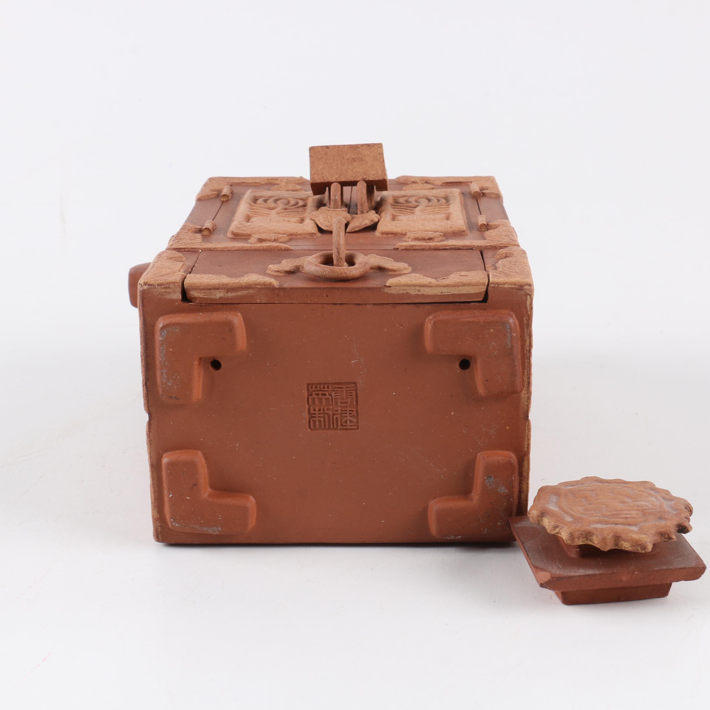 Chinese Handbuilt Redware Cabinet Teapot