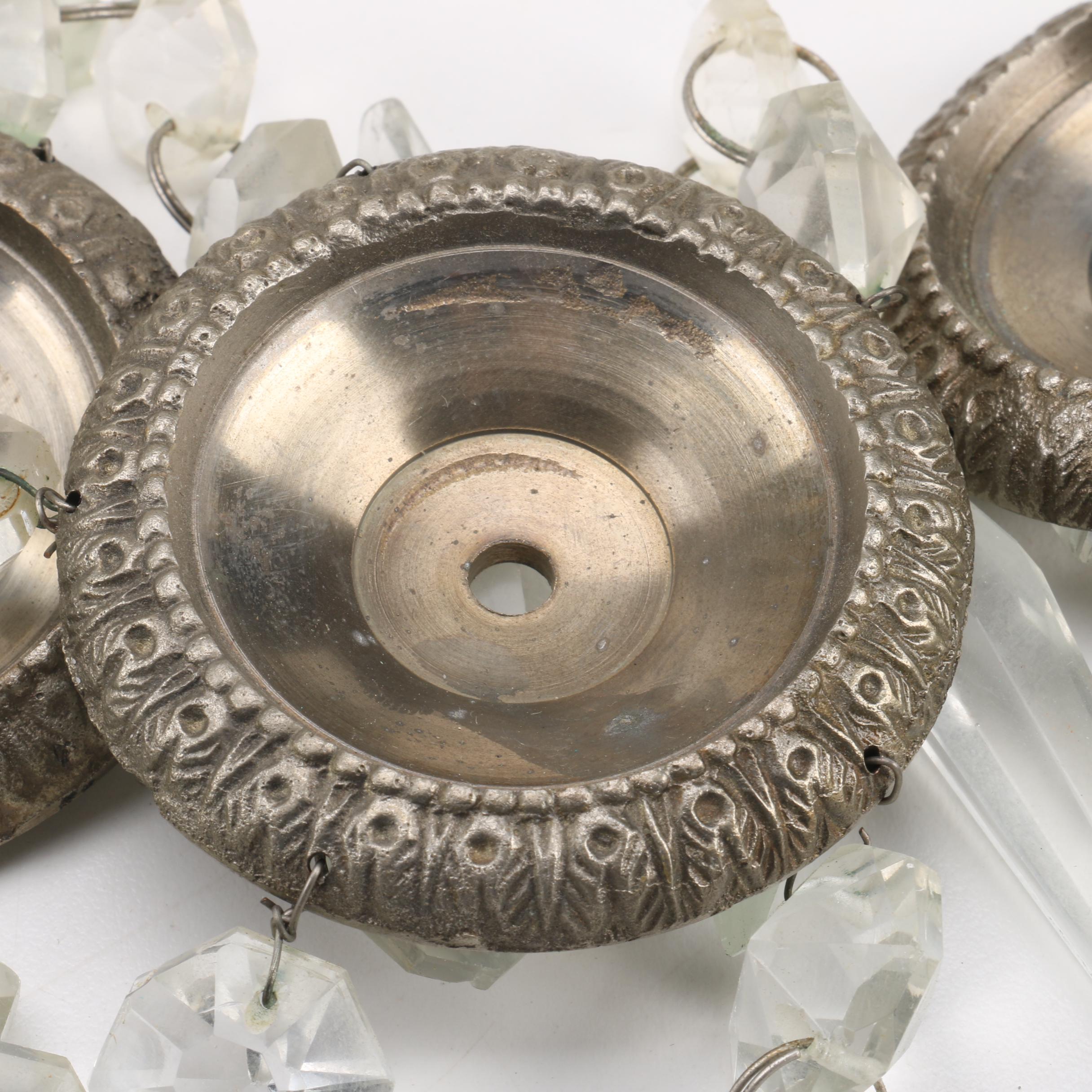 Stetson 1865 Pewter and Etched Glass Electric Candle Lustres