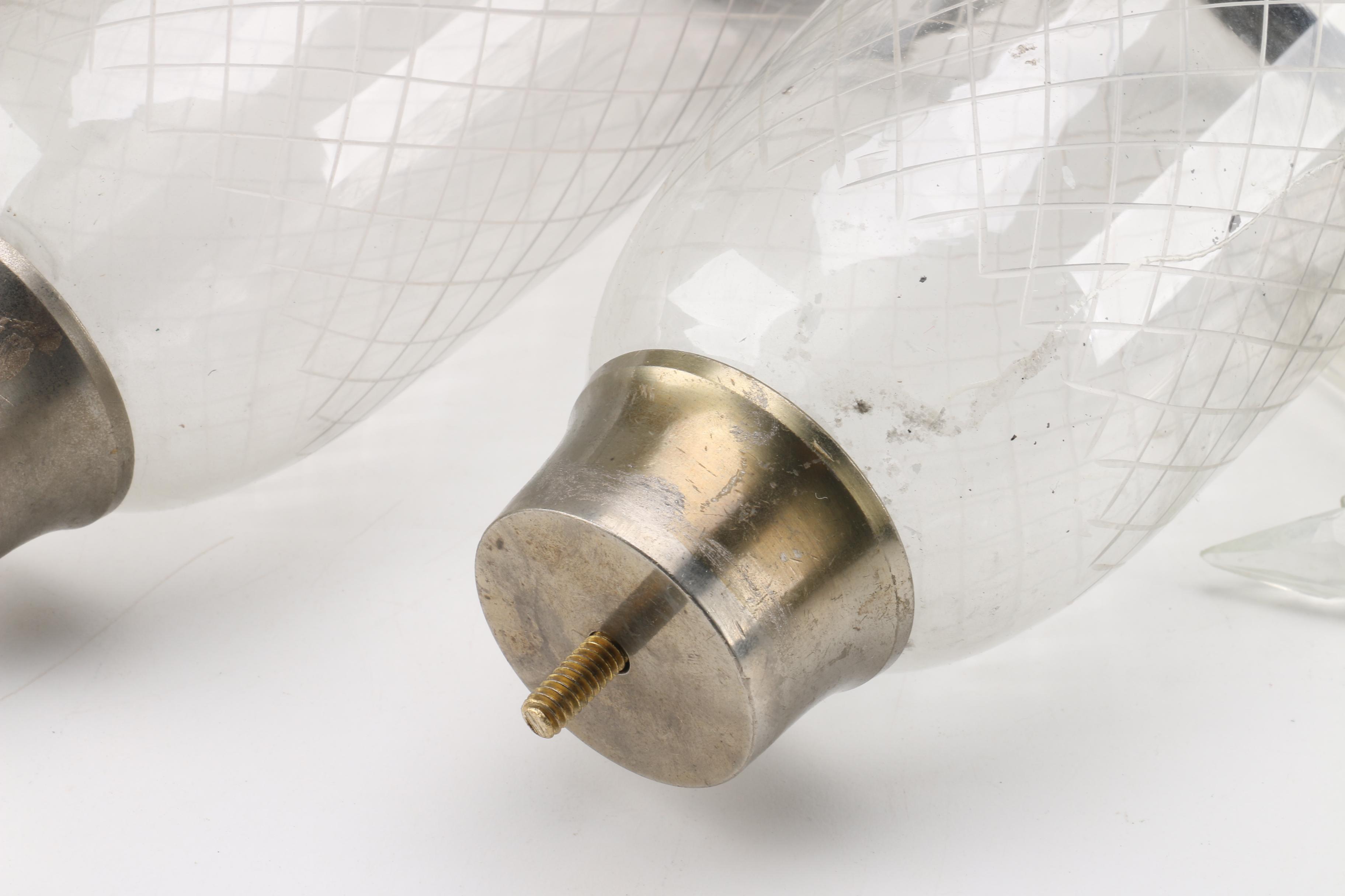 Stetson 1865 Pewter and Etched Glass Electric Candle Lustres