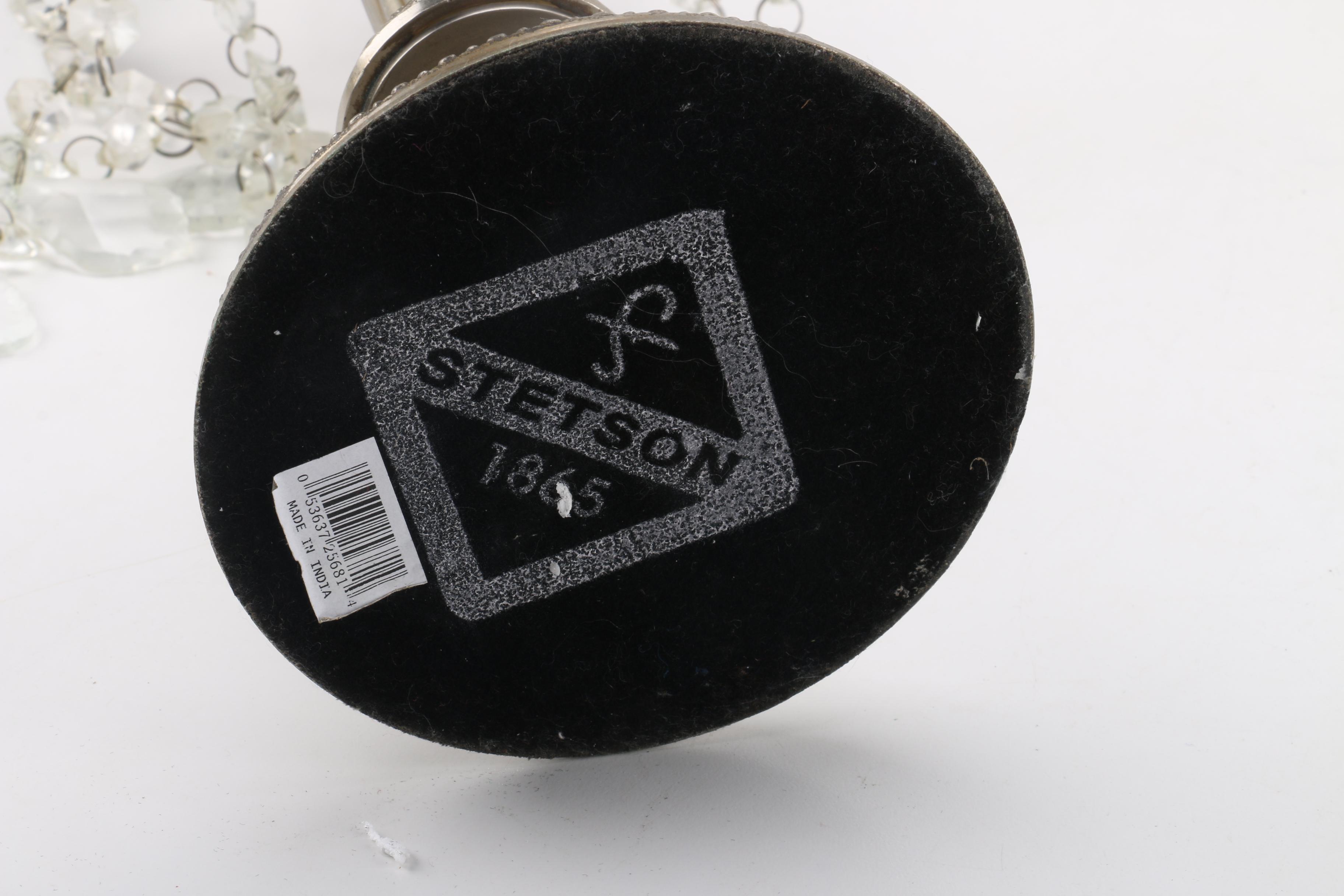 Stetson 1865 Pewter and Etched Glass Electric Candle Lustres