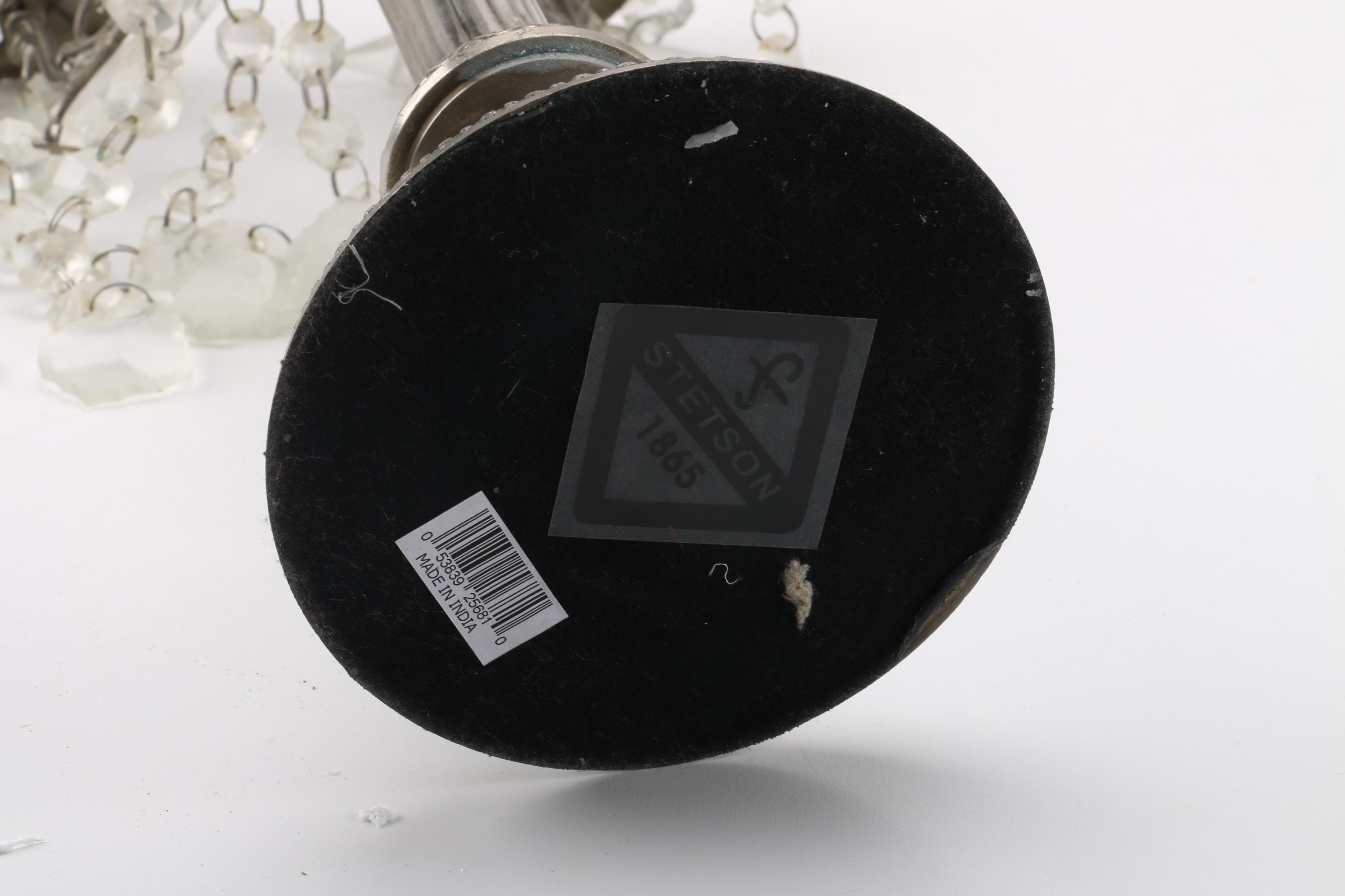 Stetson 1865 Pewter and Etched Glass Electric Candle Lustres