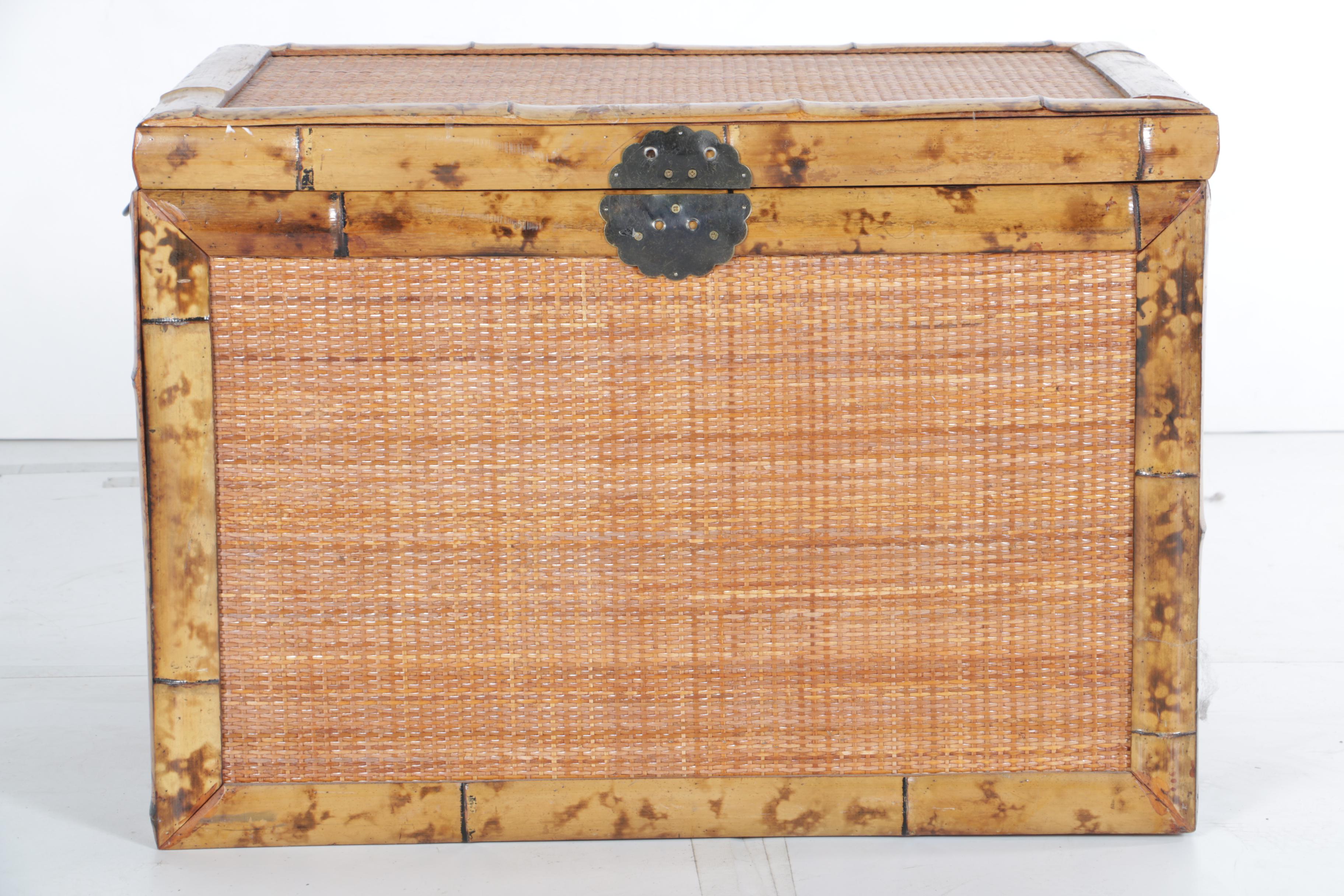 Asian Bamboo Trunk with Woven Panels