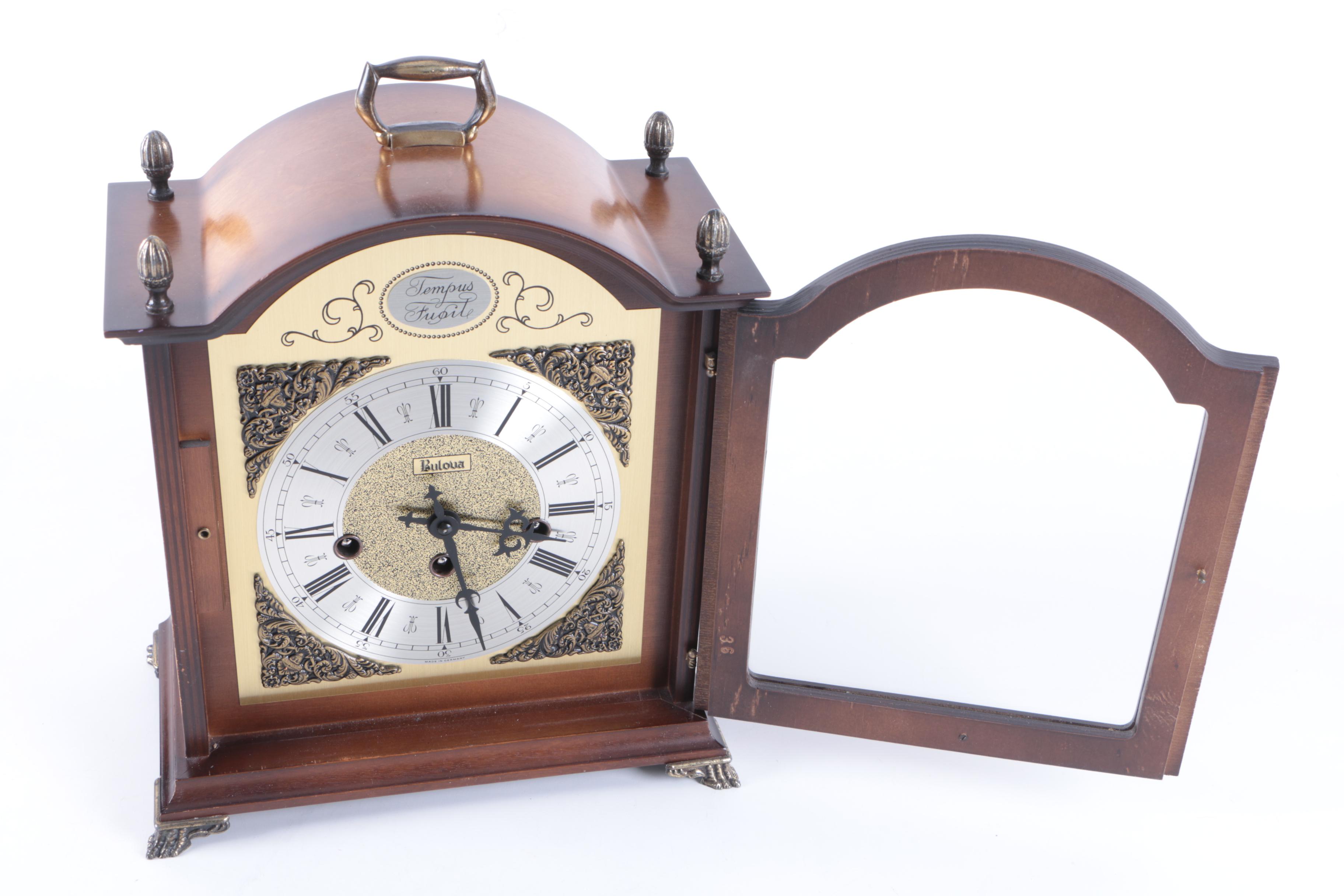 Vintage Bulova Tempus Fugit Chime Mantel Clock