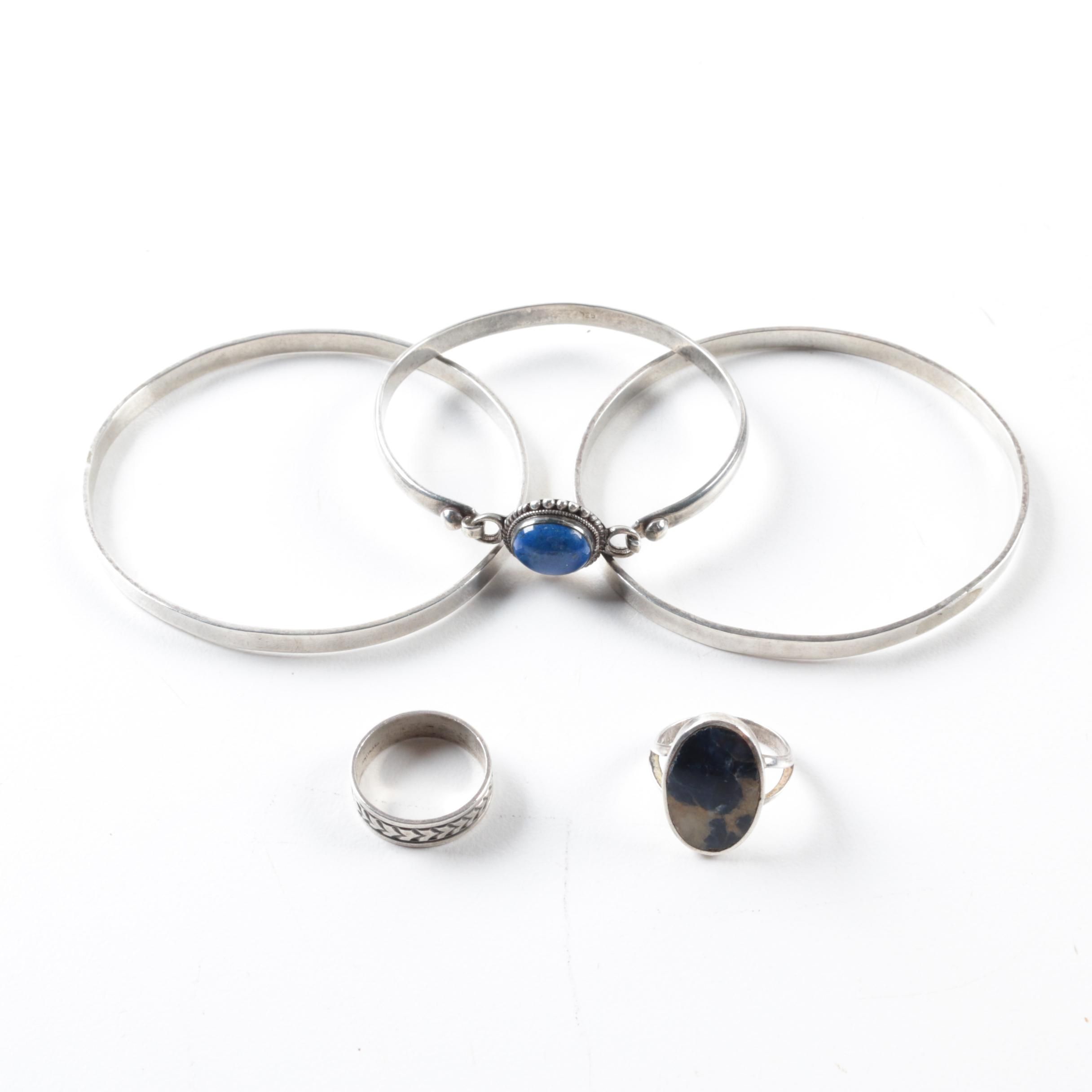 Sterling Silver Rings and Bracelets with Gemstones