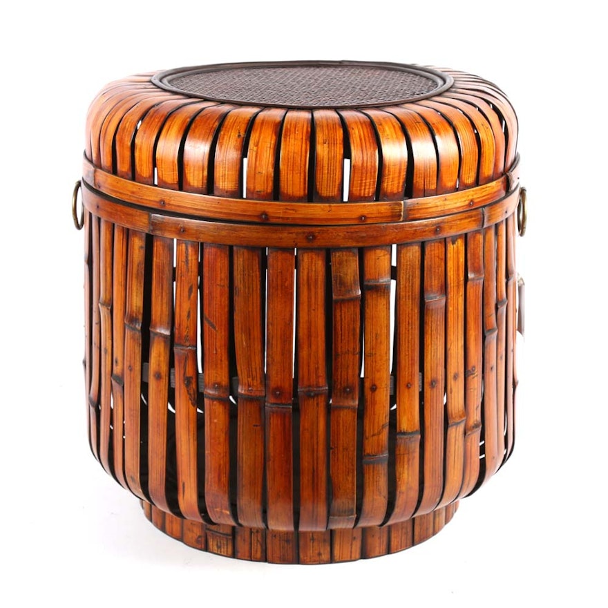 Contemporary Chinese Rattan Floor Basket