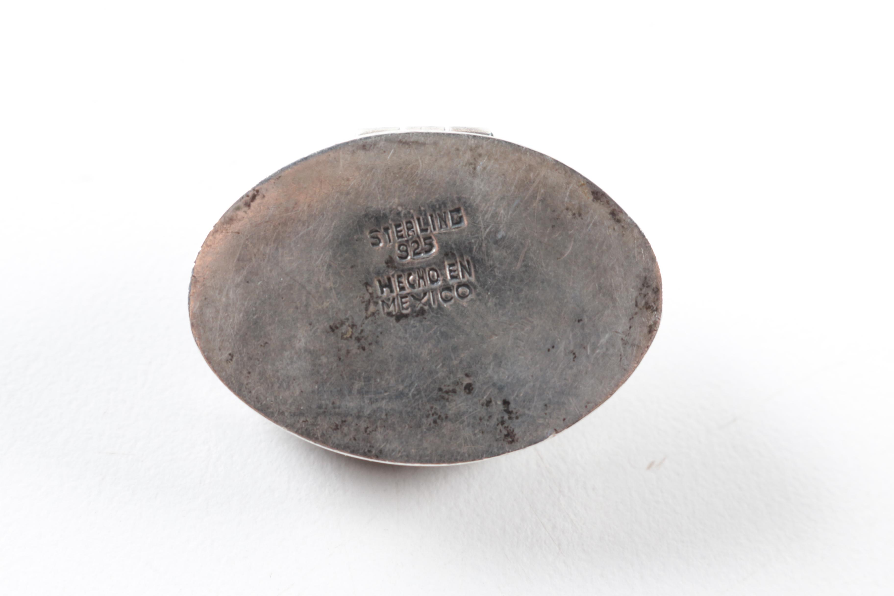 Assortment of Sterling Silver Multi Gemstone Jewelry, Pill Box and Button Hook