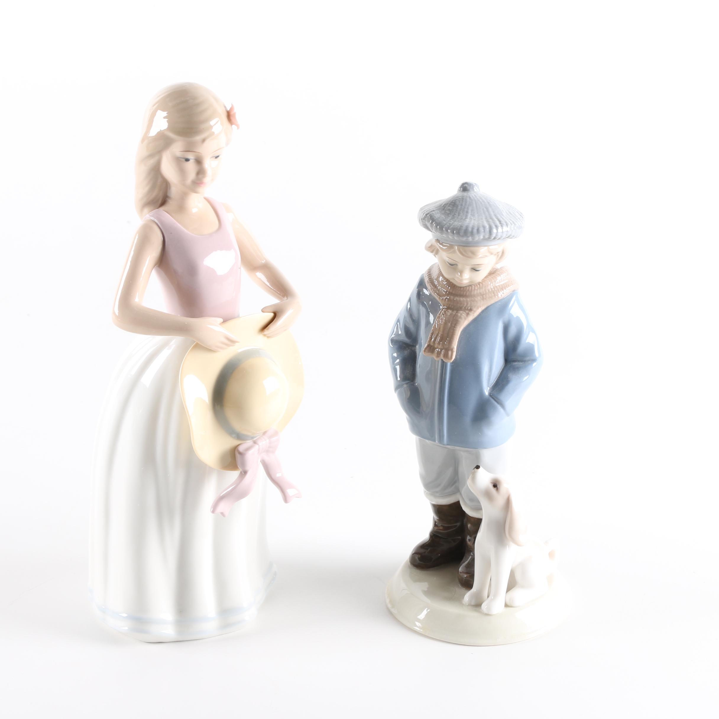 Porcelain Figurines of a Boy and Girl