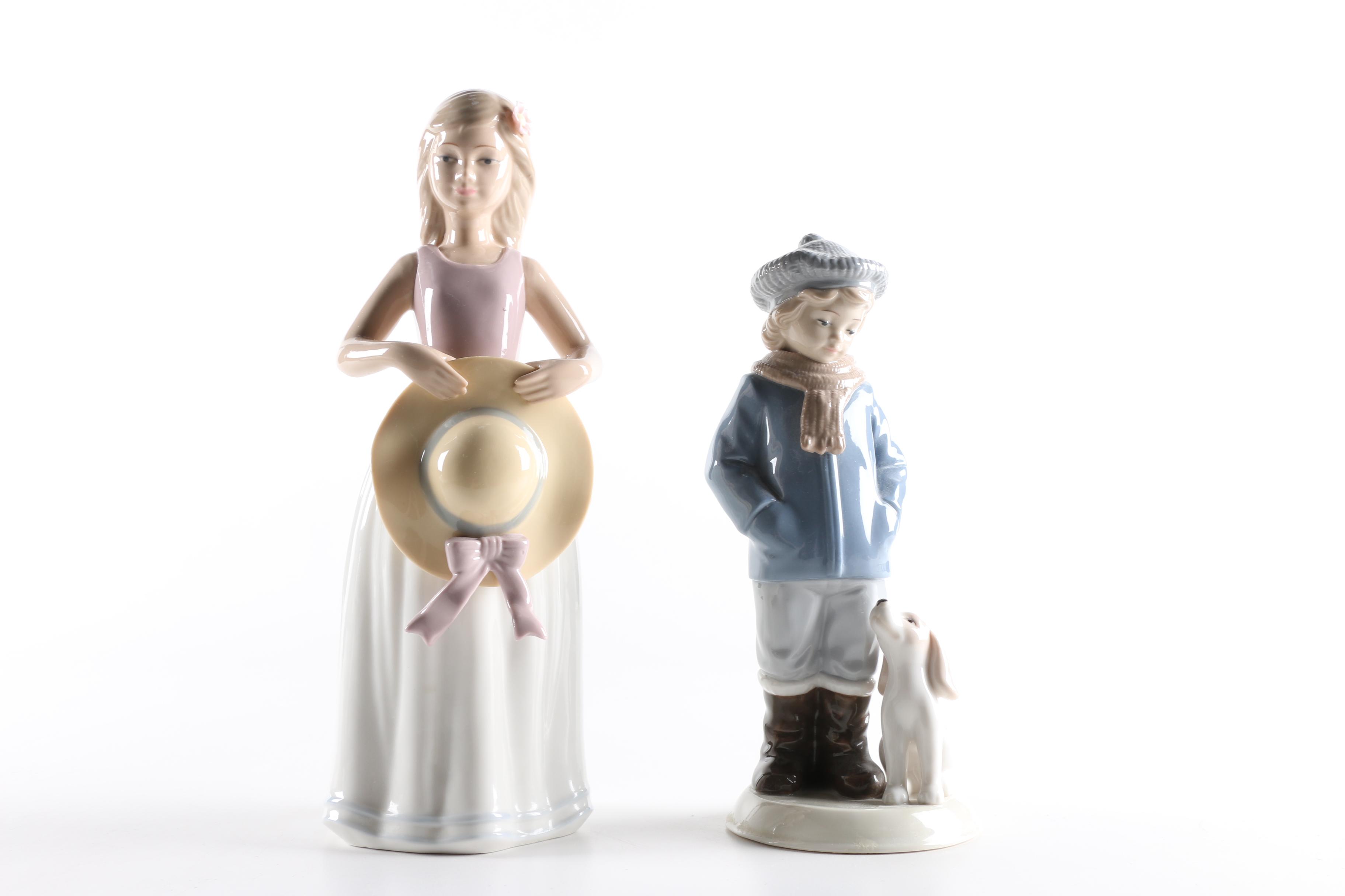Porcelain Figurines of a Boy and Girl