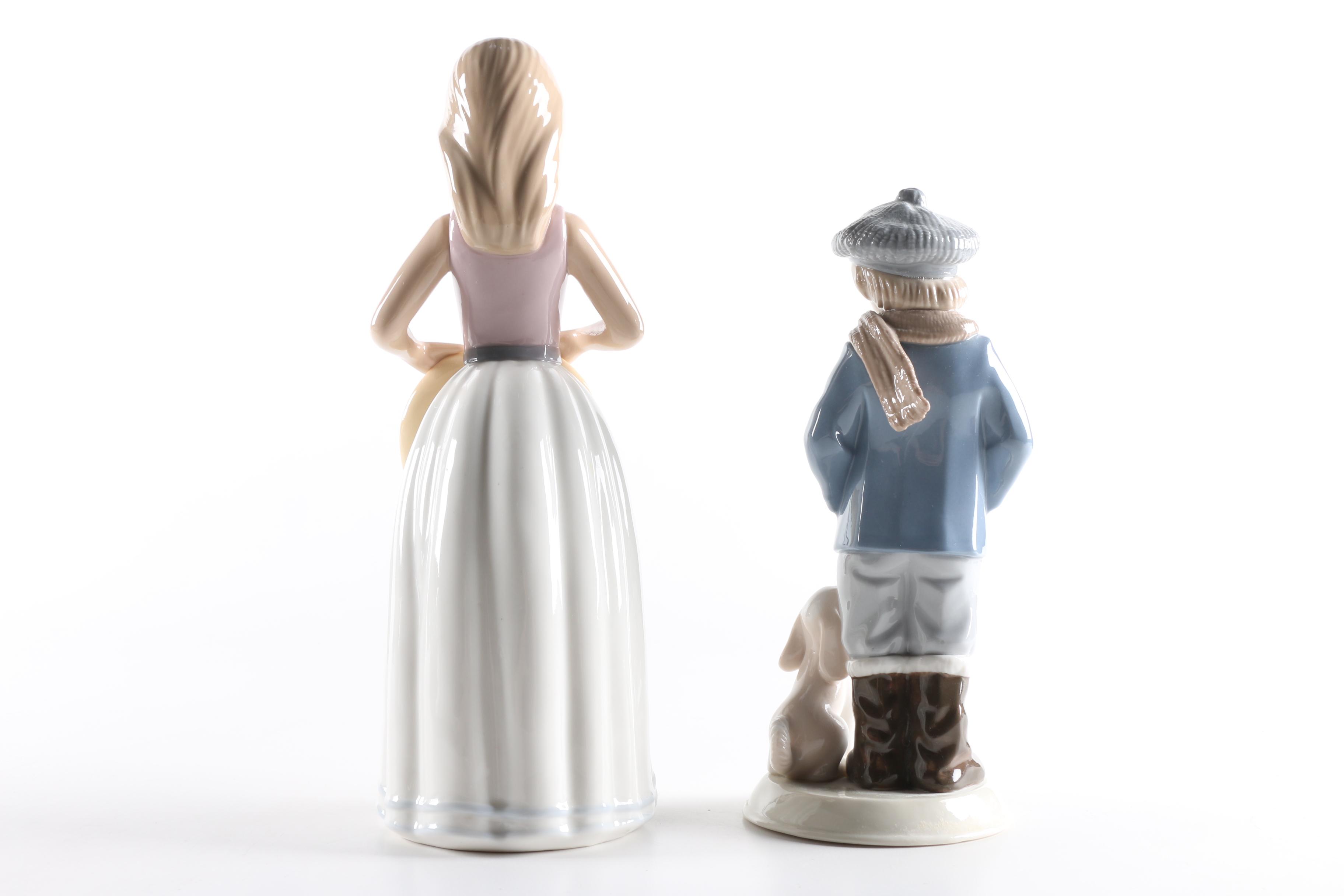 Porcelain Figurines of a Boy and Girl