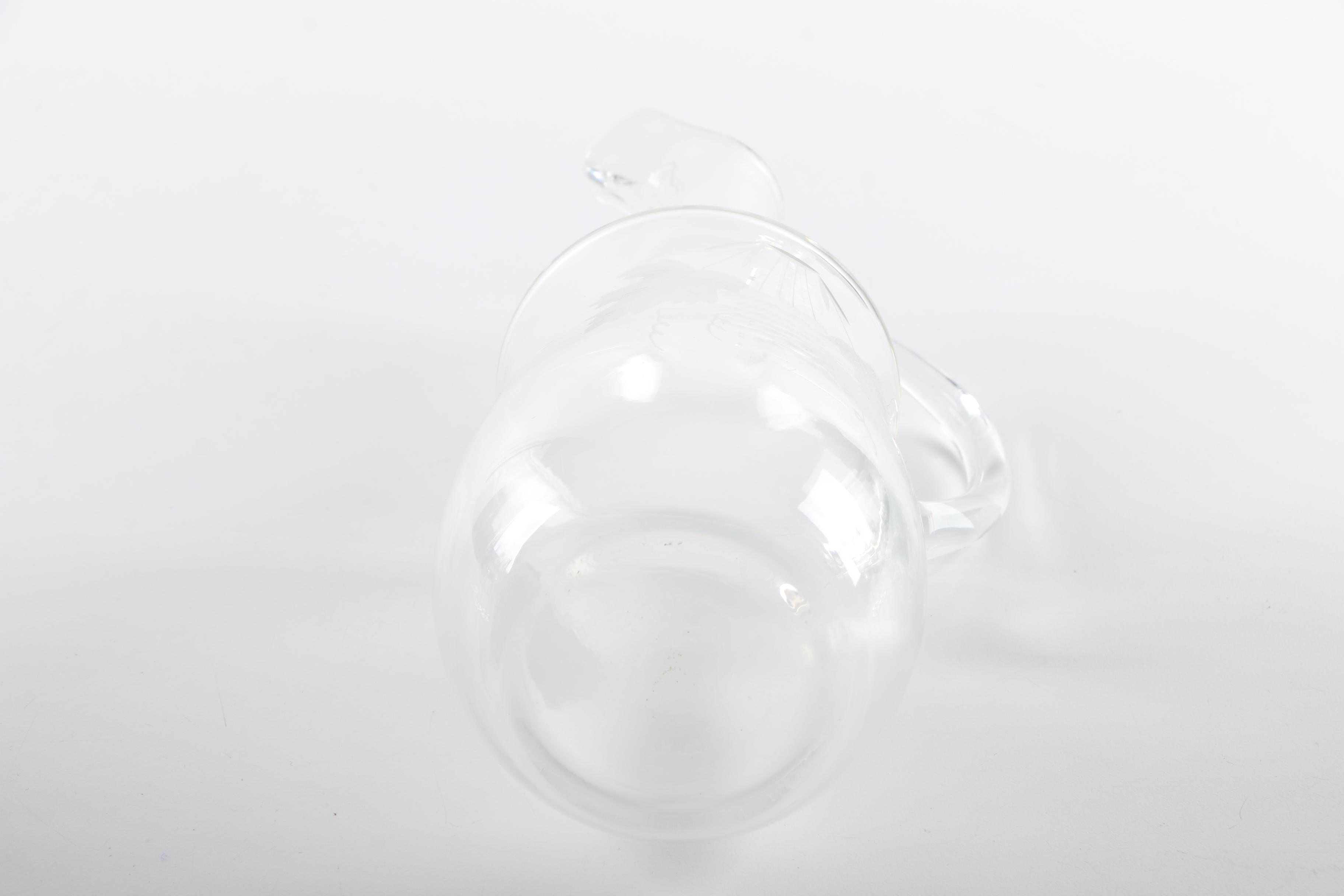 Blown Glass Decanter with Etched Cordial Glasses