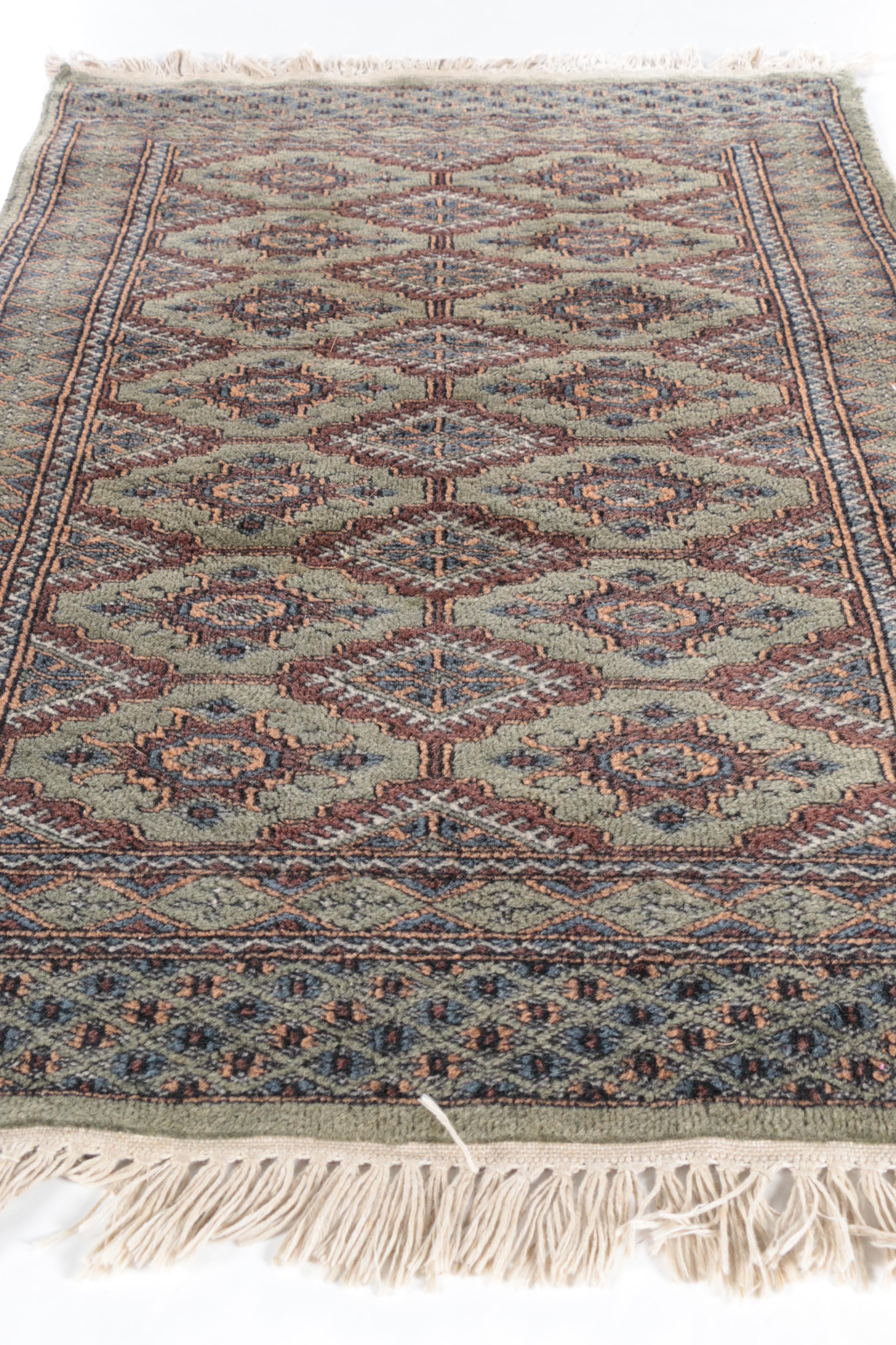 Hand-Knotted Pakistani Bokhara Wool Accent Rug