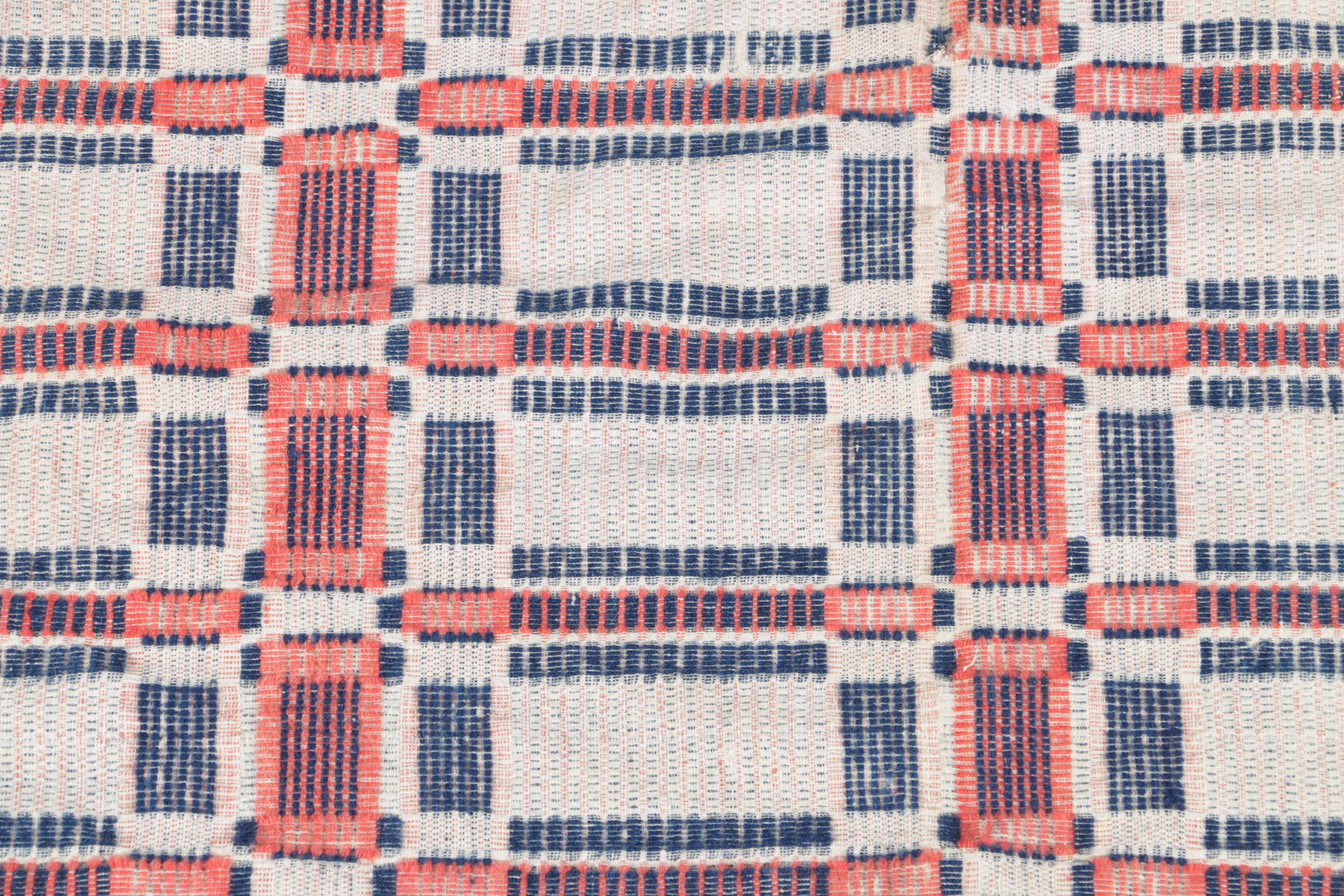 Antique Handwoven Wool and Cotton Coverlets