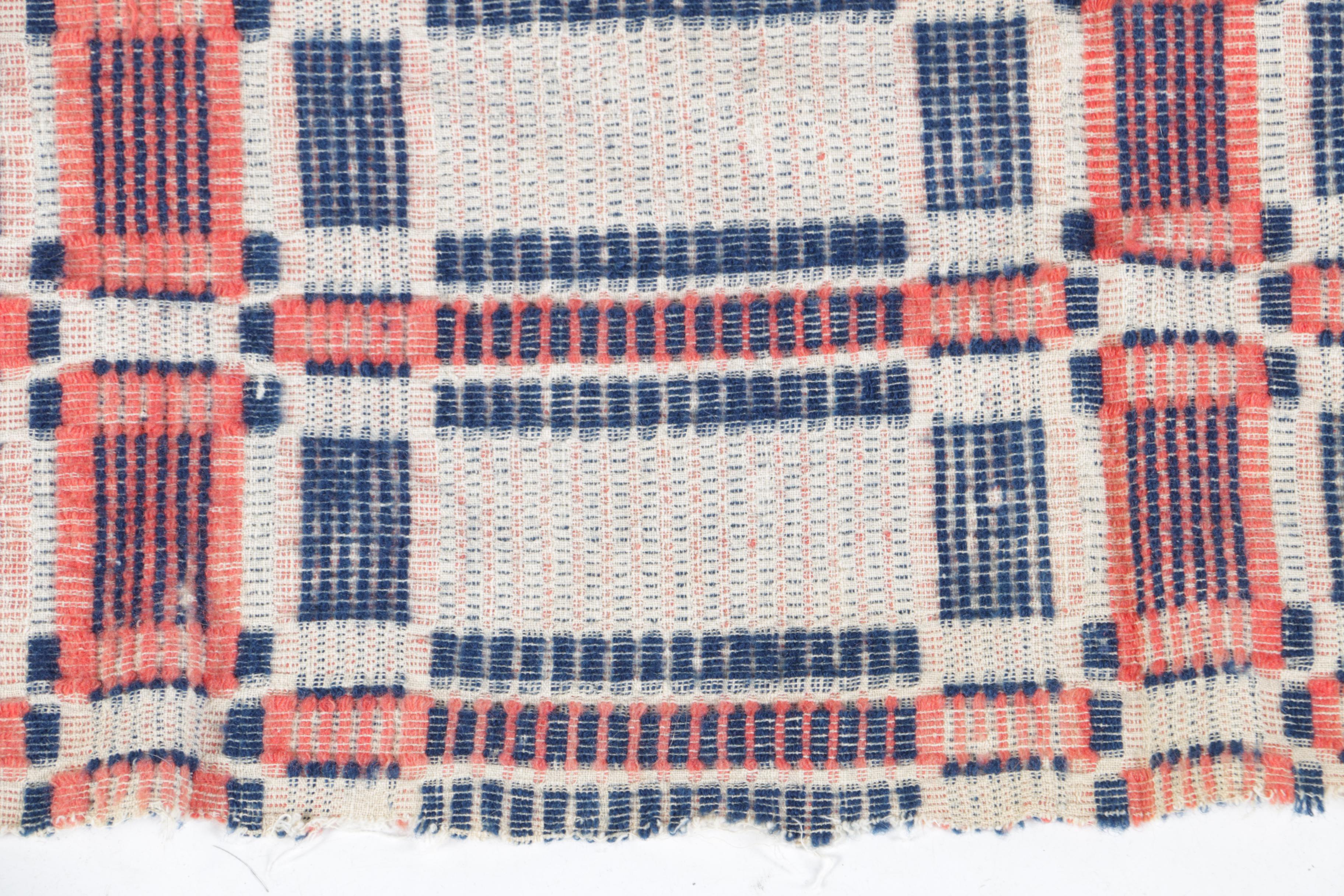 Antique Handwoven Wool and Cotton Coverlets