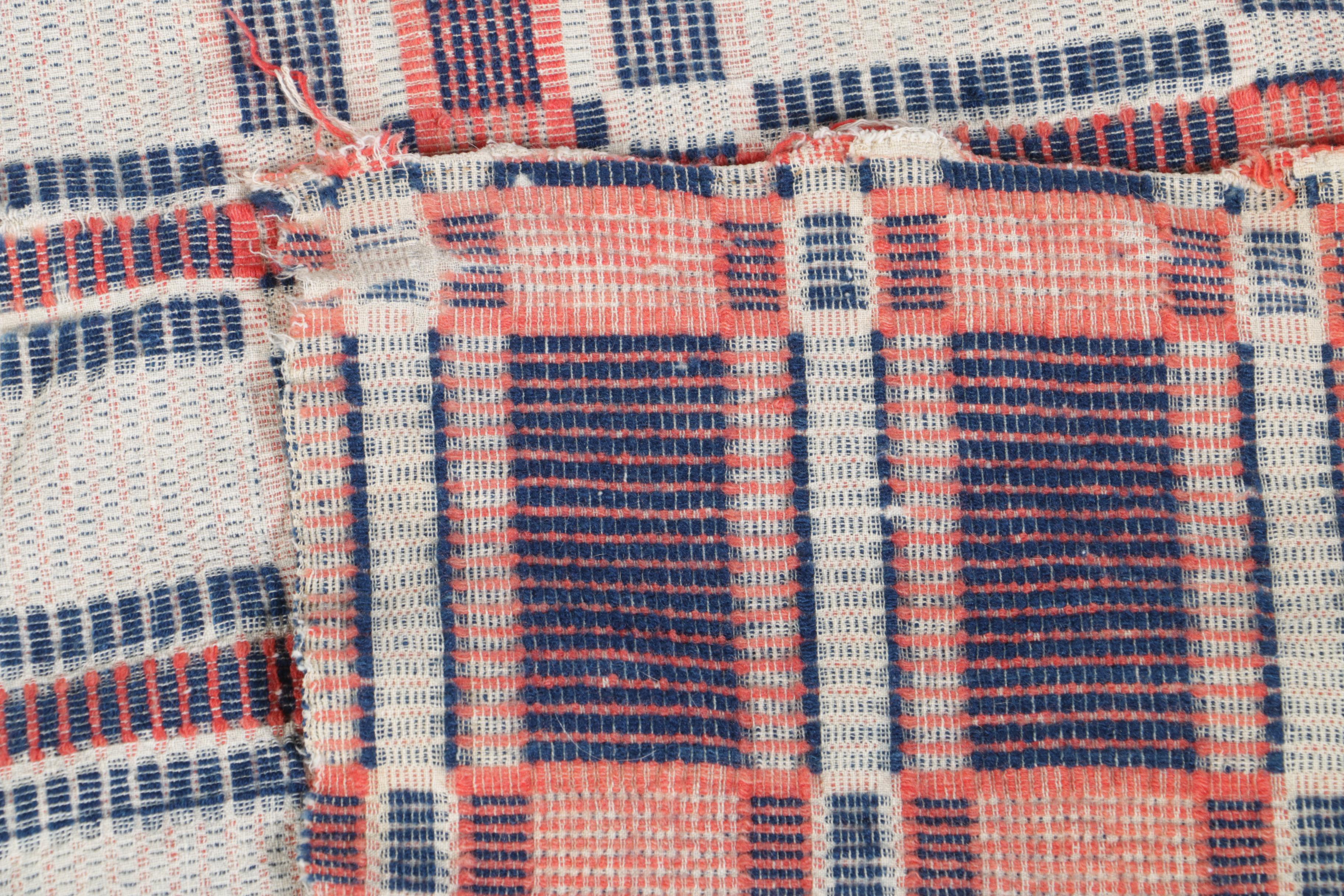 Antique Handwoven Wool and Cotton Coverlets