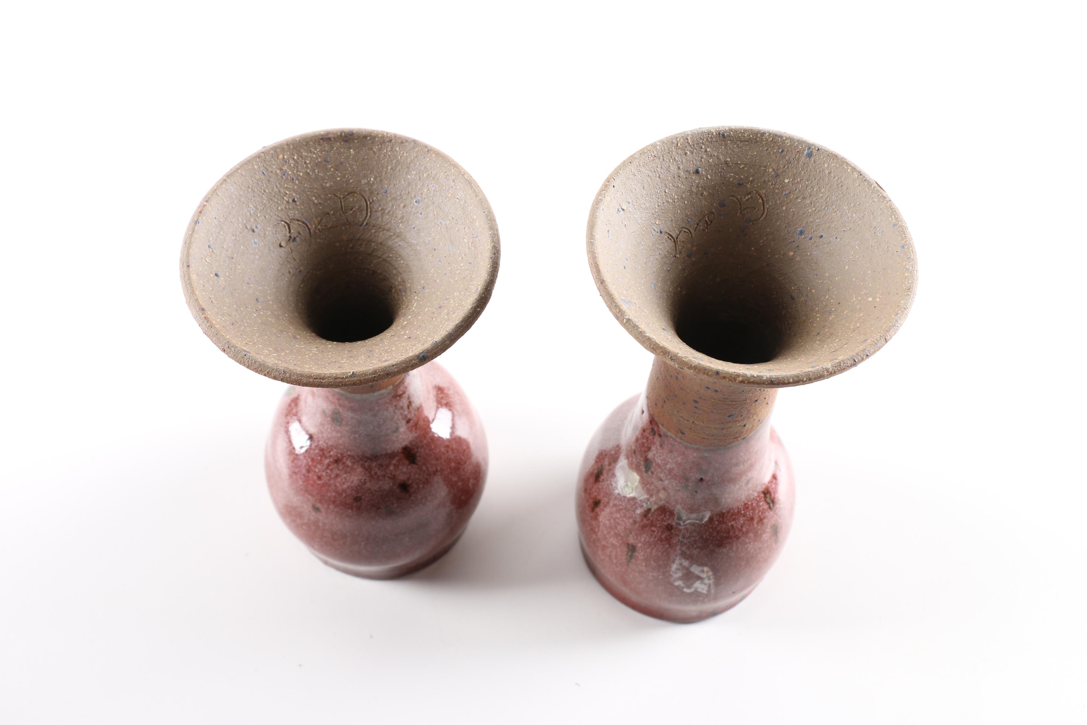 Signed Hand Thrown Stoneware Goblets