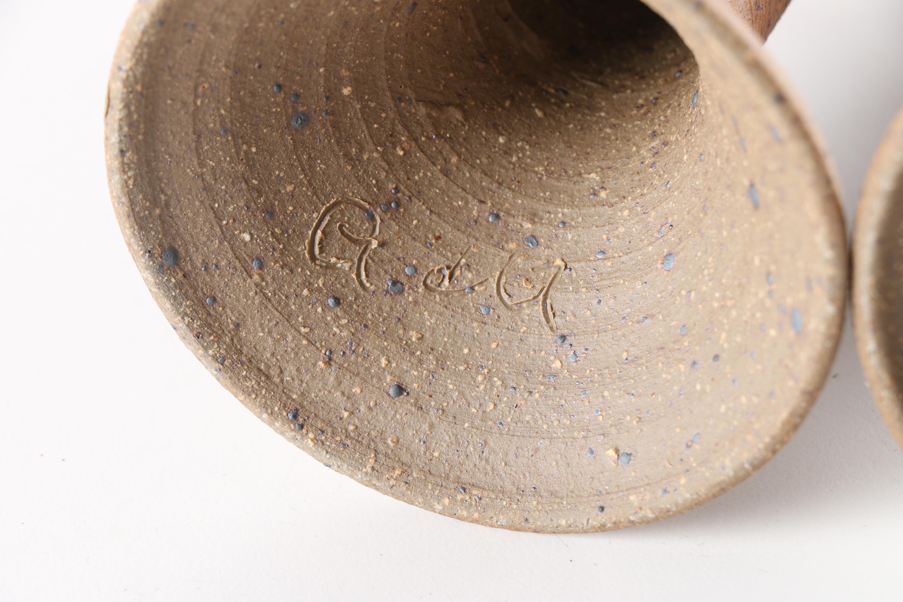 Signed Hand Thrown Stoneware Goblets