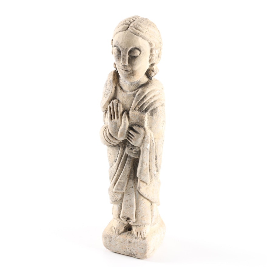 Romanesque Style Carved Sandstone Figure