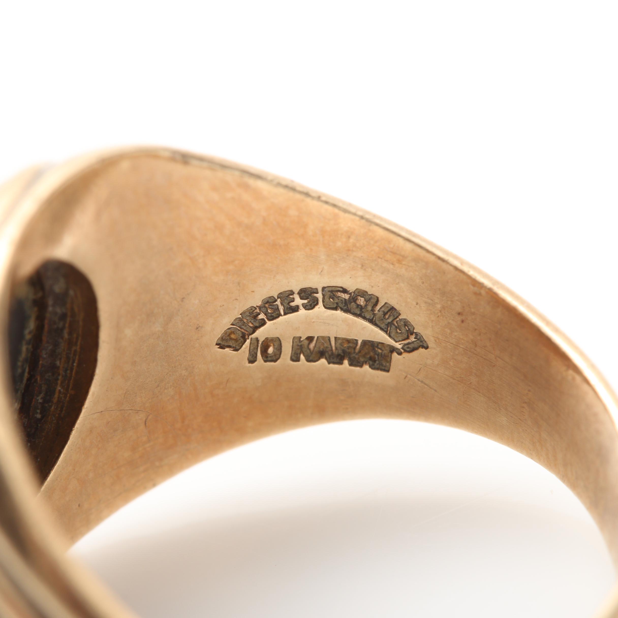 10K Yellow Gold Black Onyx Glen Cove High School Class Ring