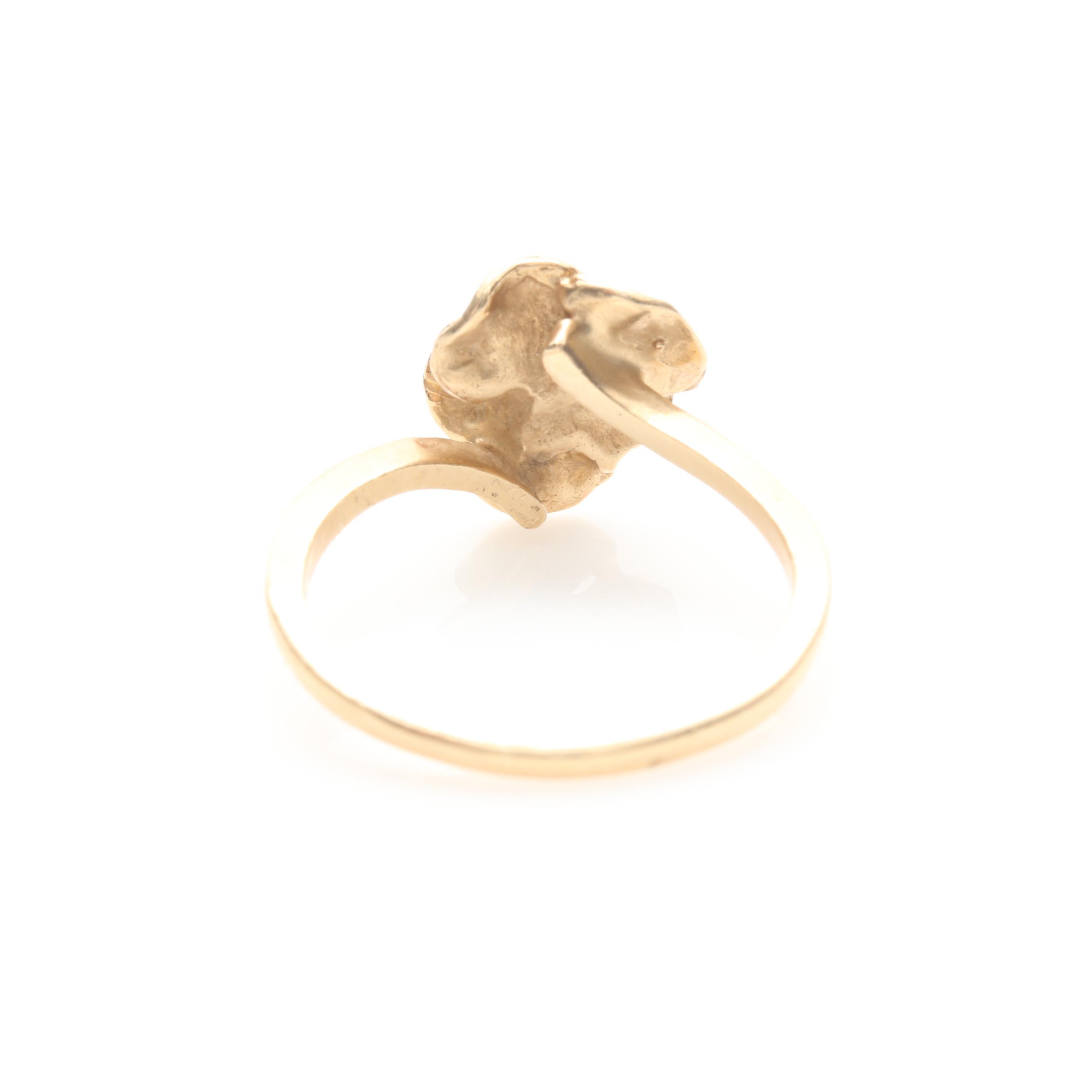 14K Yellow Gold Diamond Pansy Ring