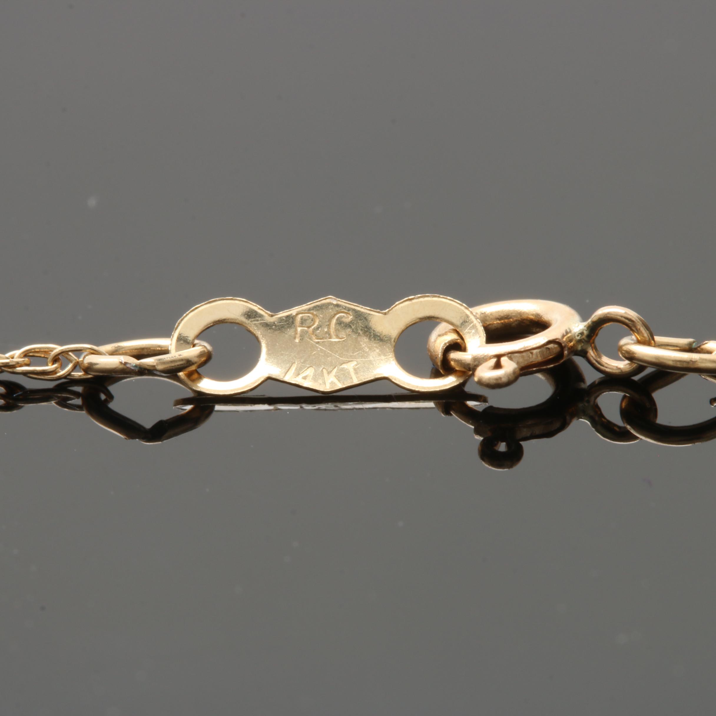 Vintage 14K Yellow Gold Diamond and Opal Pendant Necklace