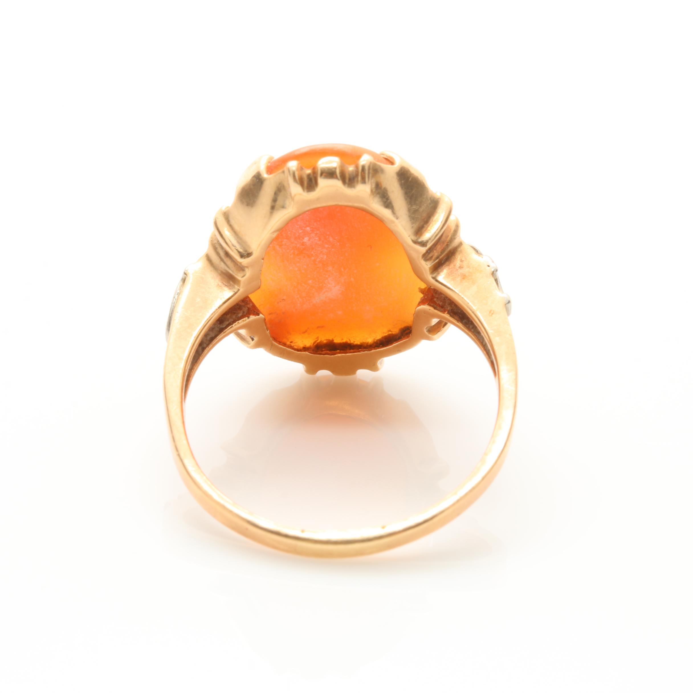 10K Yellow Gold Shell Cameo Ring