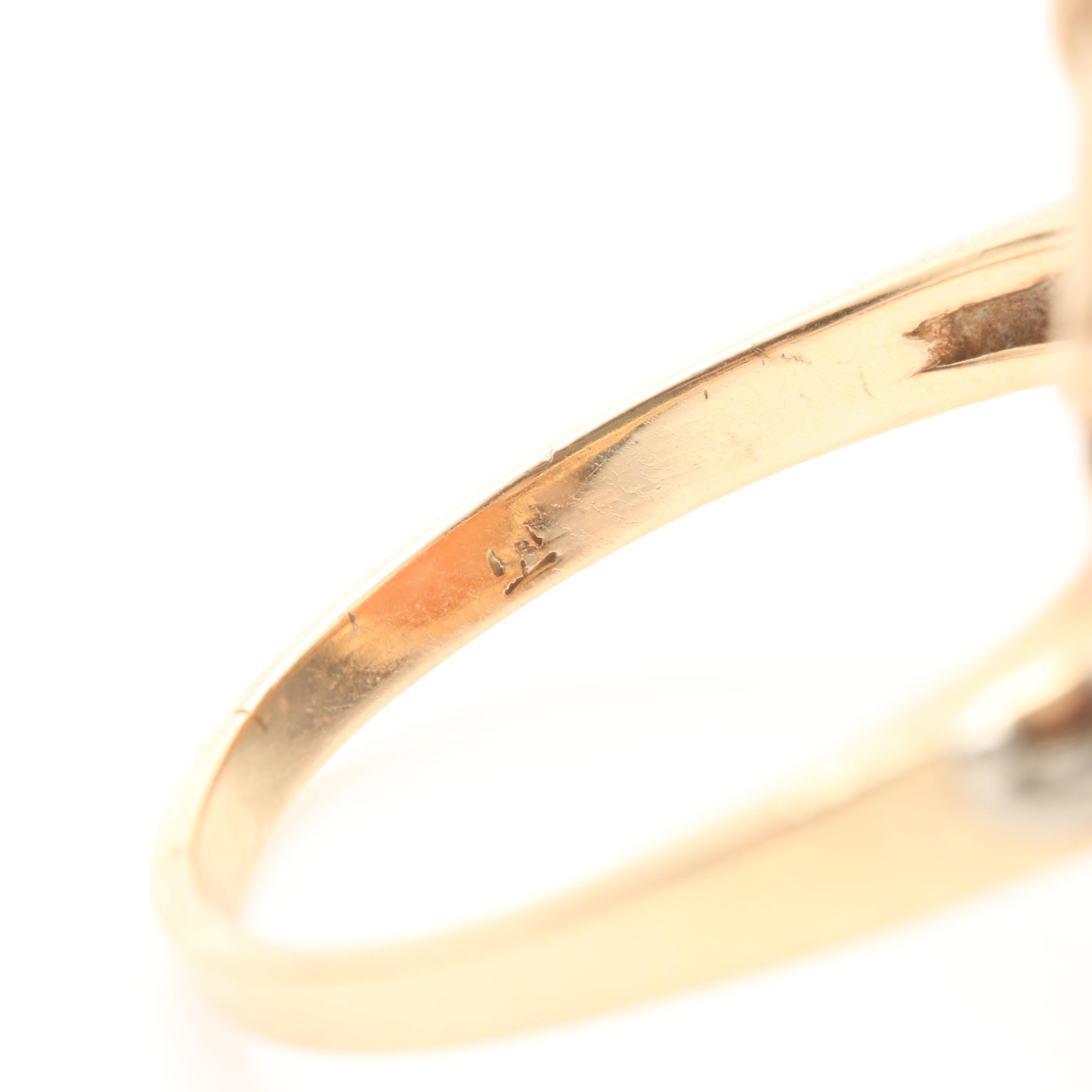 10K Yellow Gold Shell Cameo Ring