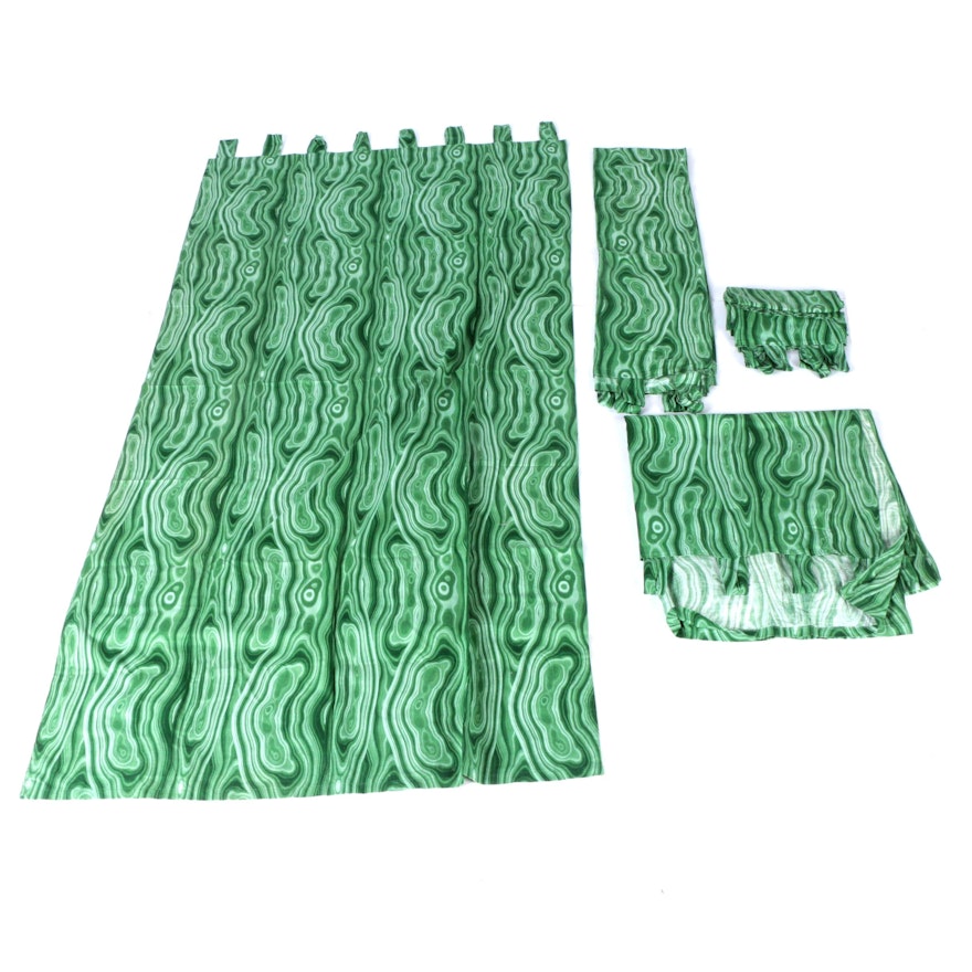 Green Patterned Tab Top Drapes