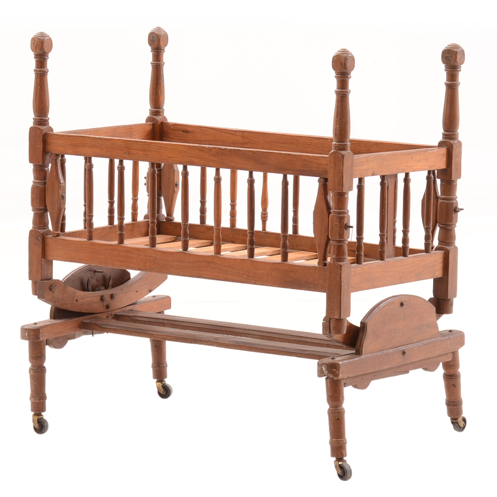 Antique Decorative 4-Poster Rocking Cradle